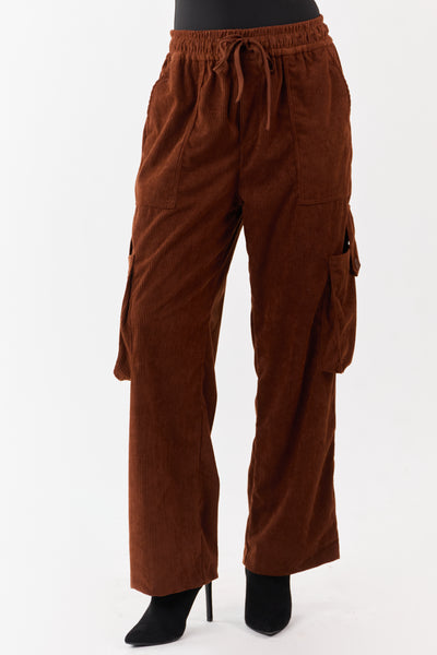 Spice Corduroy Drawstring Waist Cargo Pants