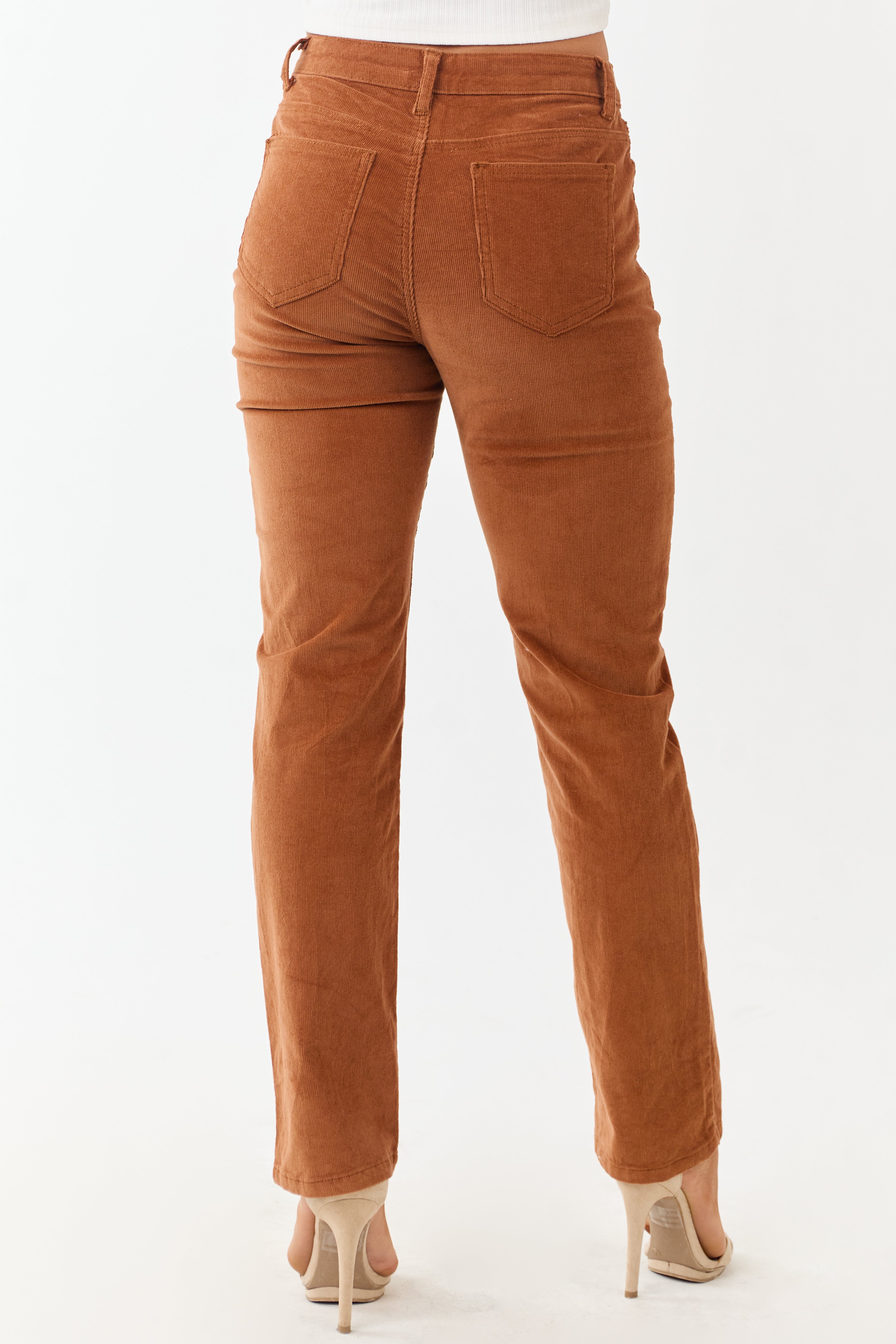 Spice High Rise Corduroy Straight Leg Pants