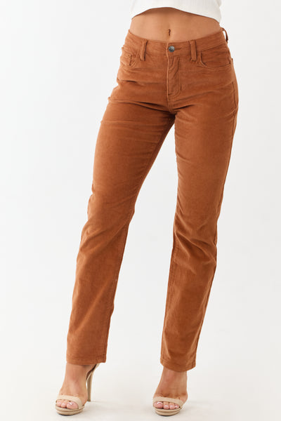 Spice High Rise Corduroy Straight Leg Pants