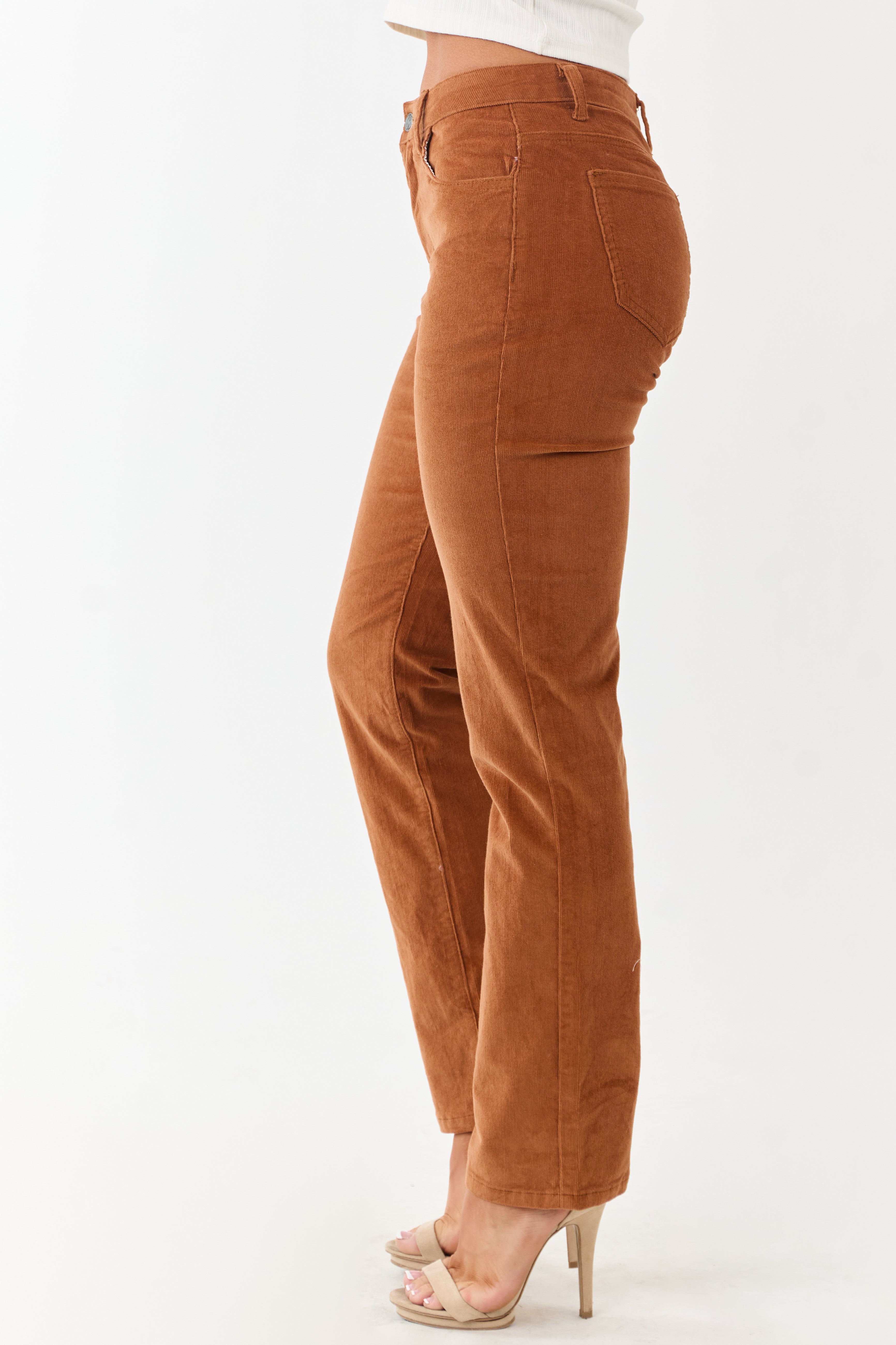 Spice High Rise Corduroy Straight Leg Pants