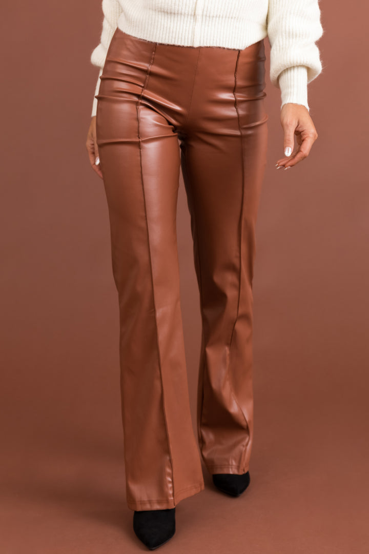 Spice High Waist Flared Faux Leather Pants