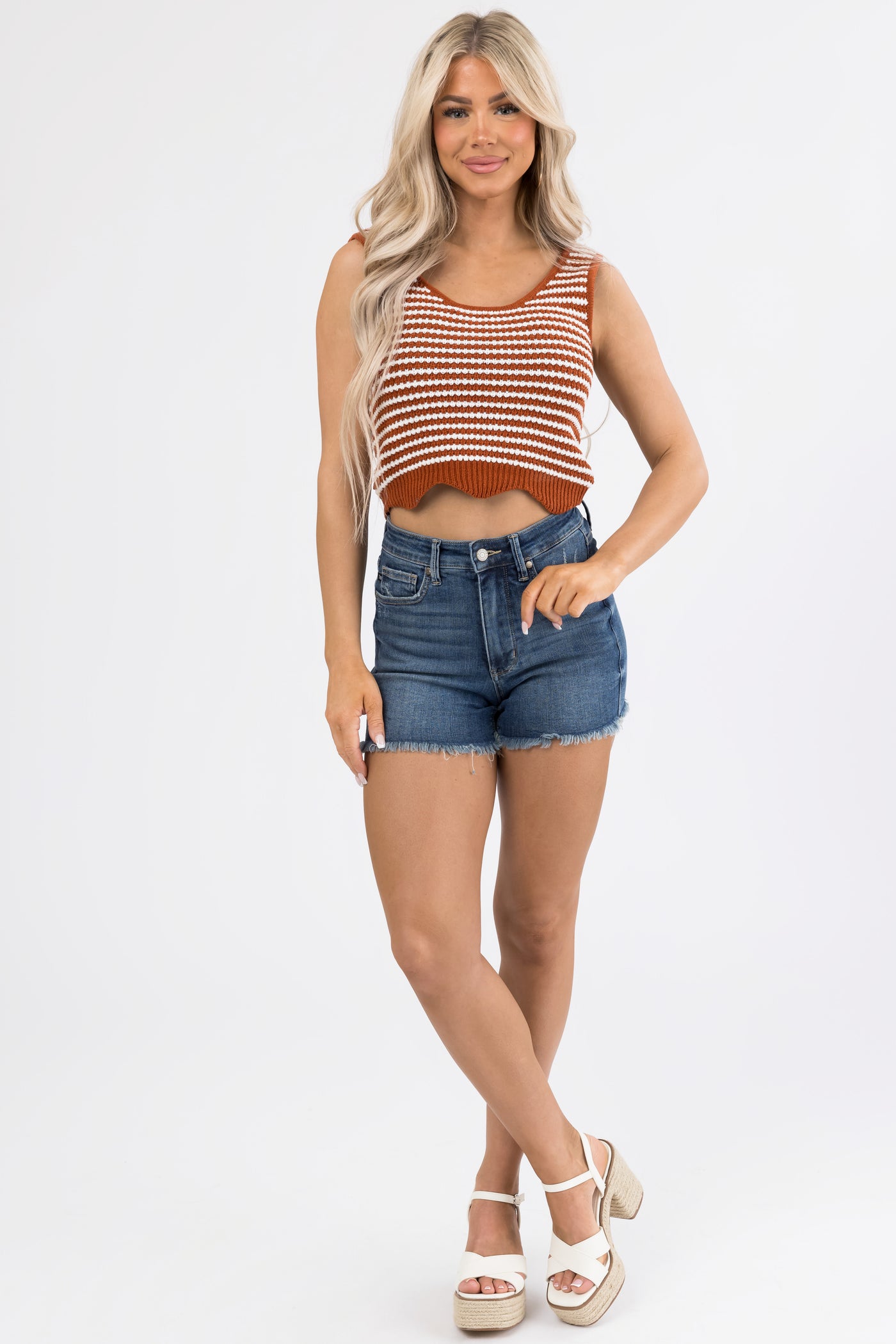 Spice Striped Knit Sleeveless Top