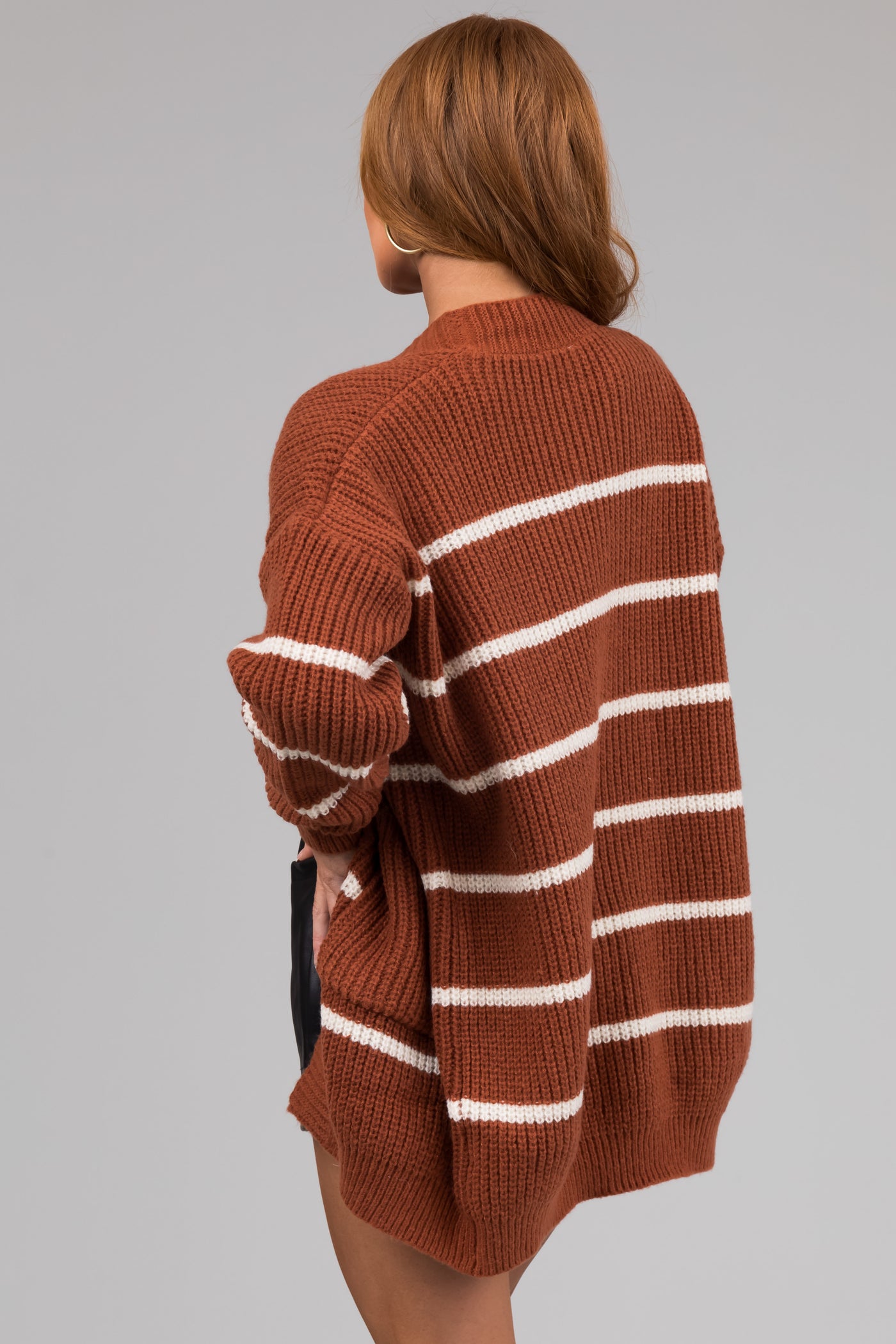 Spice and Cream Oversized Striped Cardigan