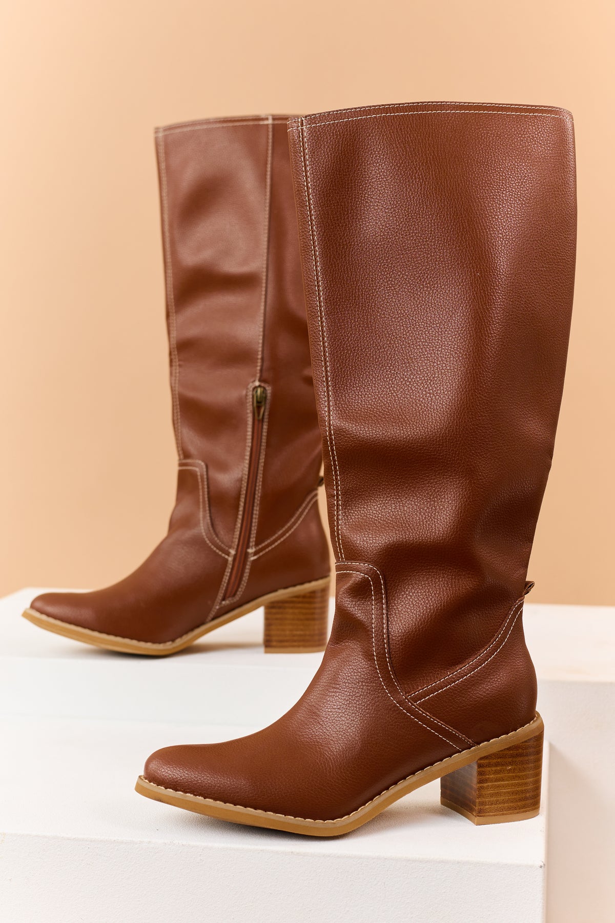 Spice Chocolate Faux Leather Knee High Boots