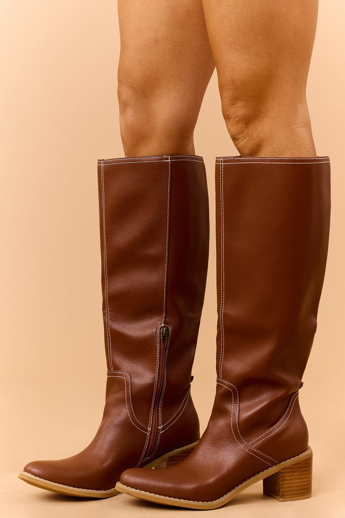 Spice Chocolate Faux Leather Knee High Boots