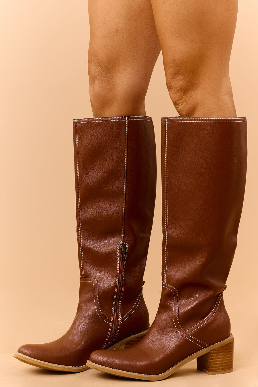 Spice Chocolate Faux Leather Knee High Boots