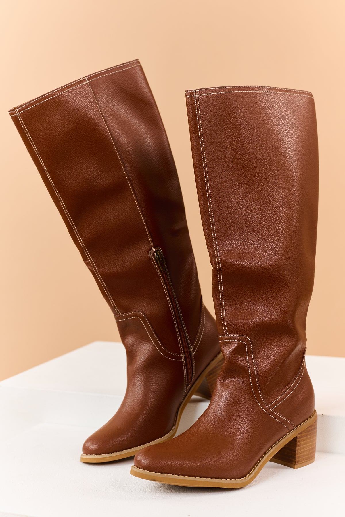 Spice Chocolate Faux Leather Knee High Boots