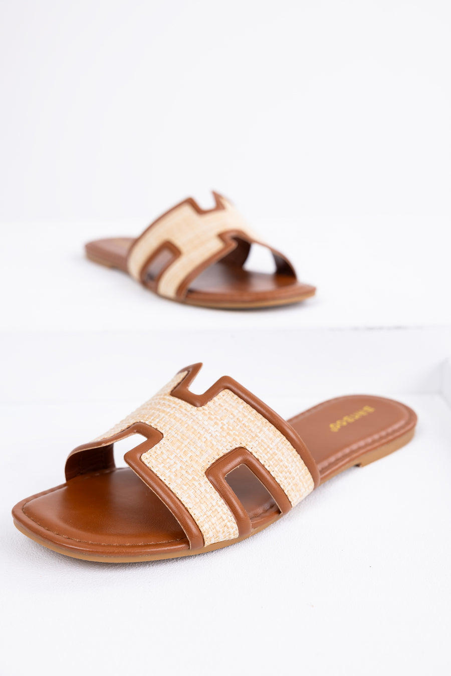 Spice Cut Out Woven Strap Open Toe Flat Sandals