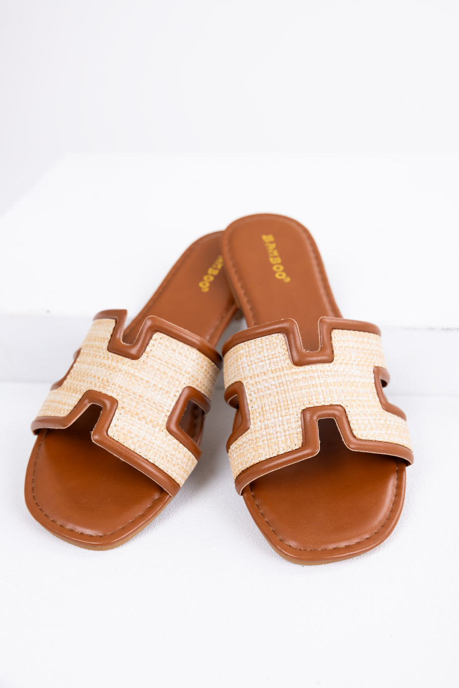 Spice Cut Out Woven Strap Open Toe Flat Sandals