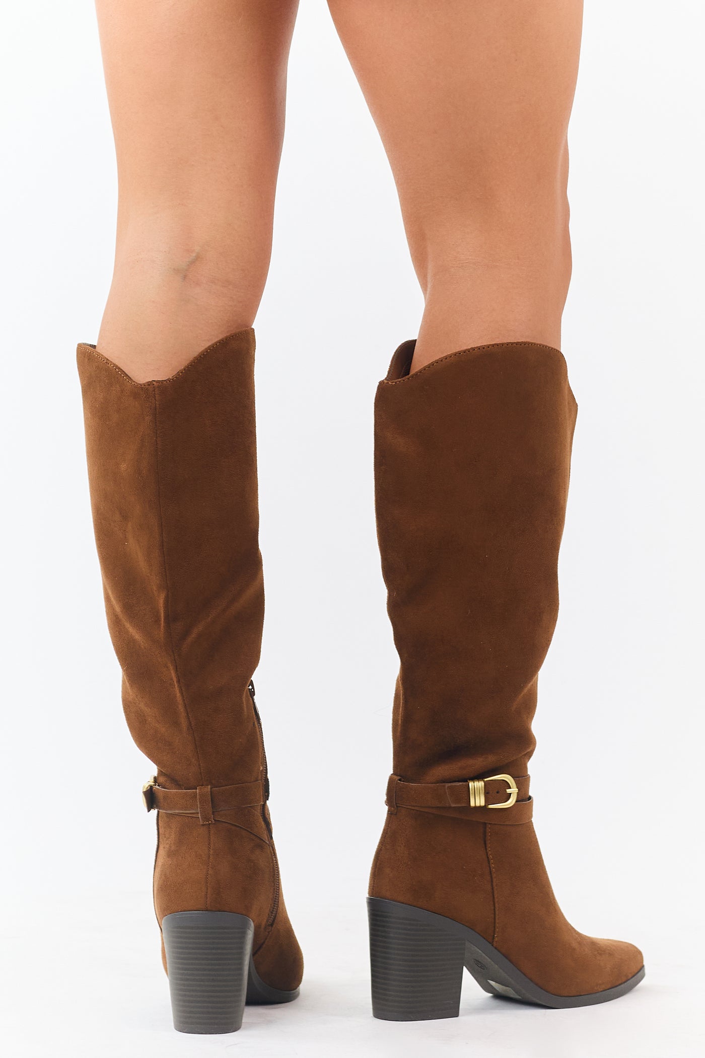 Spice Faux Suede Ankle Strap Tall Boots