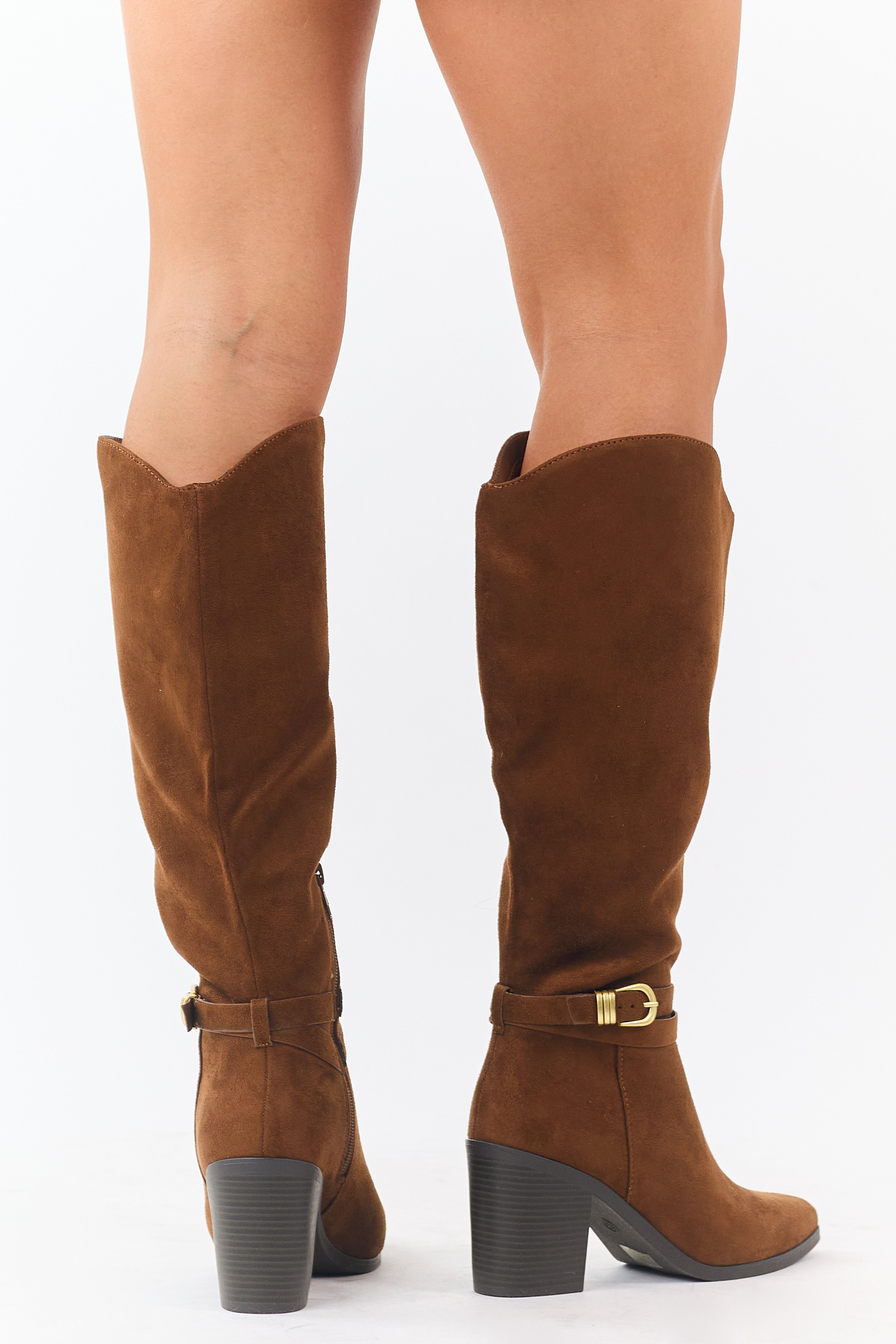 Spice Faux Suede Ankle Strap Tall Boots