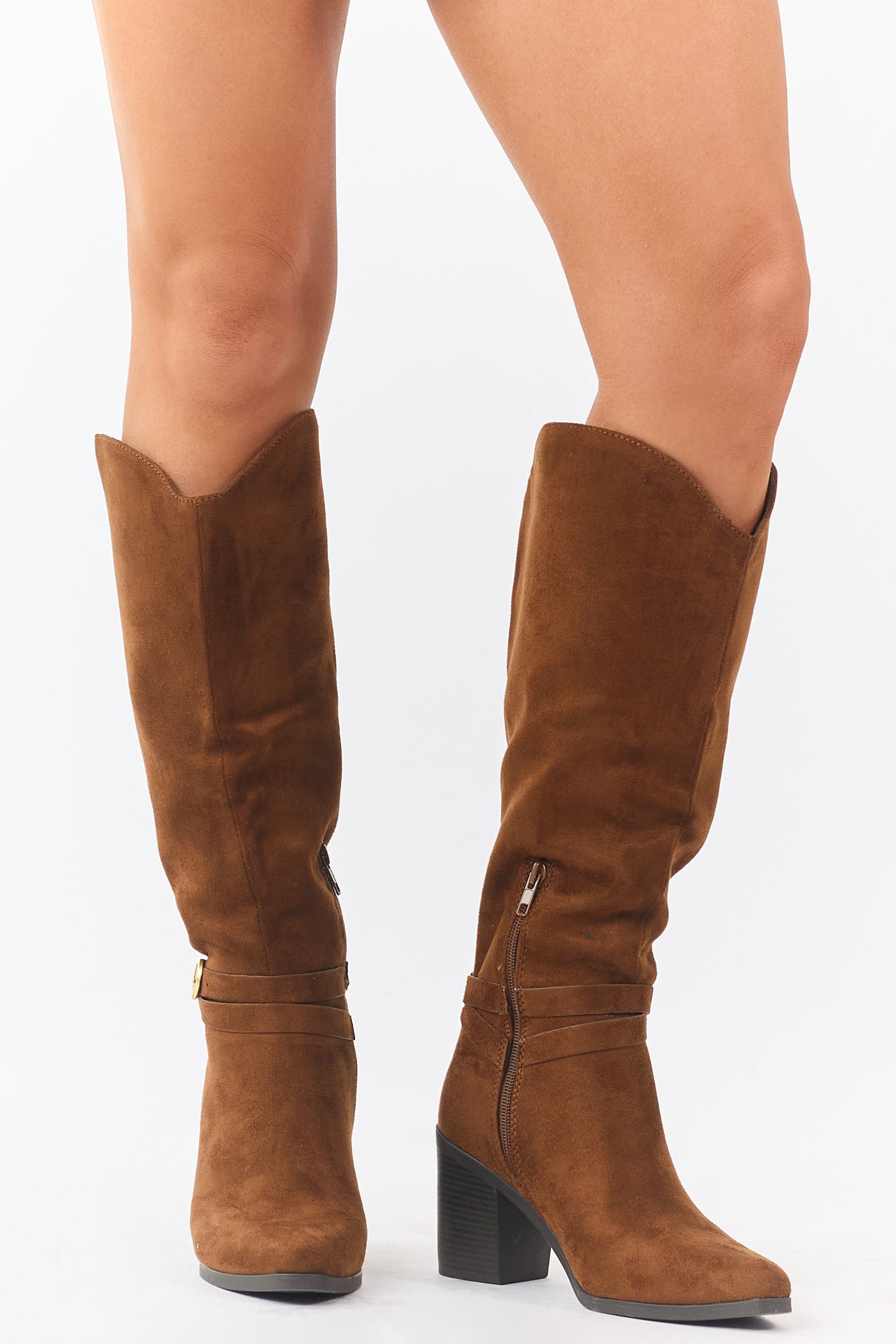 Spice Faux Suede Ankle Strap Tall Boots
