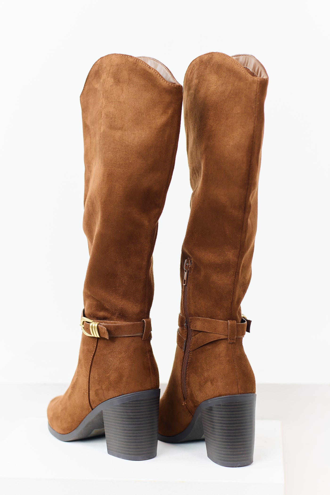 Spice Faux Suede Ankle Strap Tall Boots