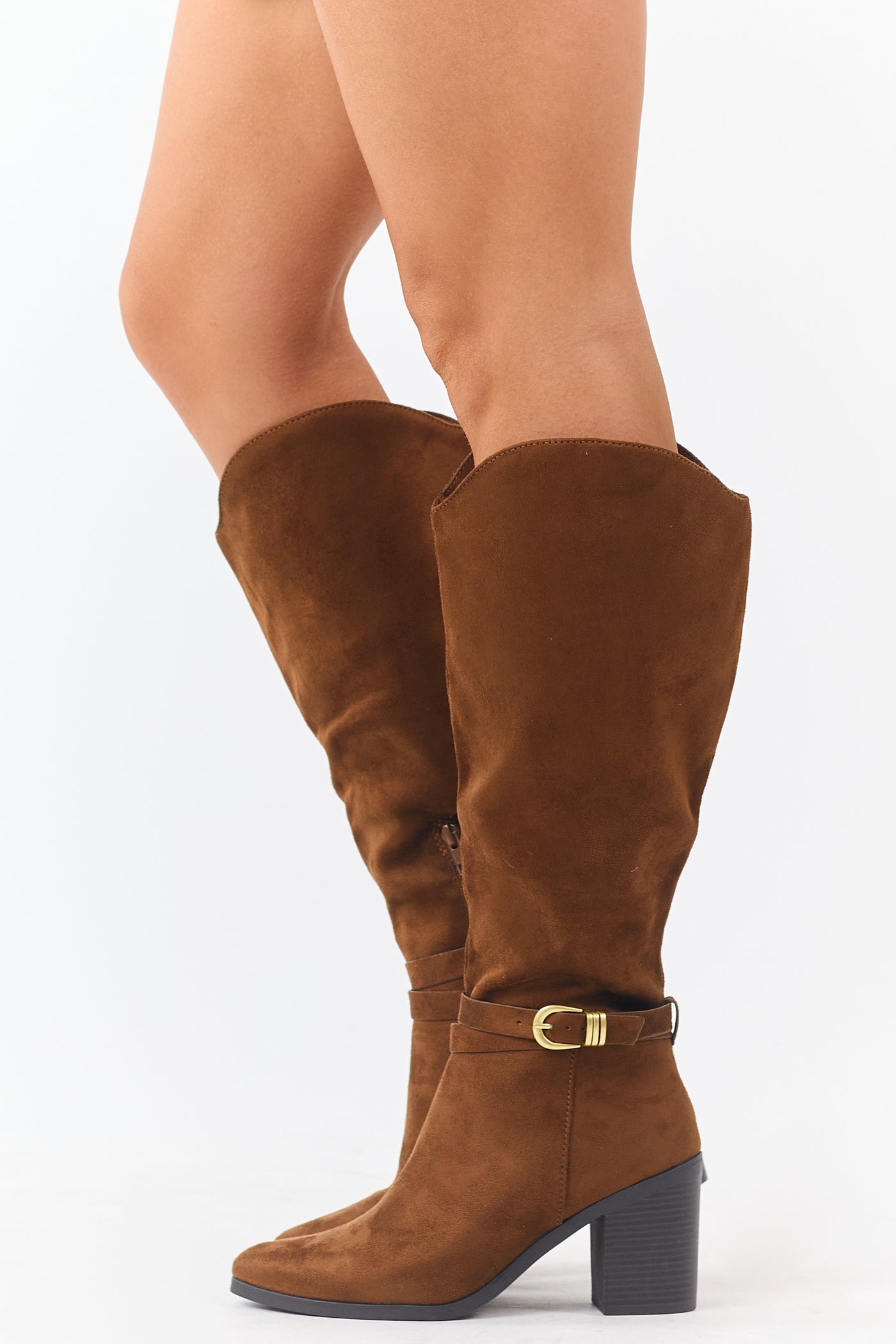 Spice Faux Suede Ankle Strap Tall Boots