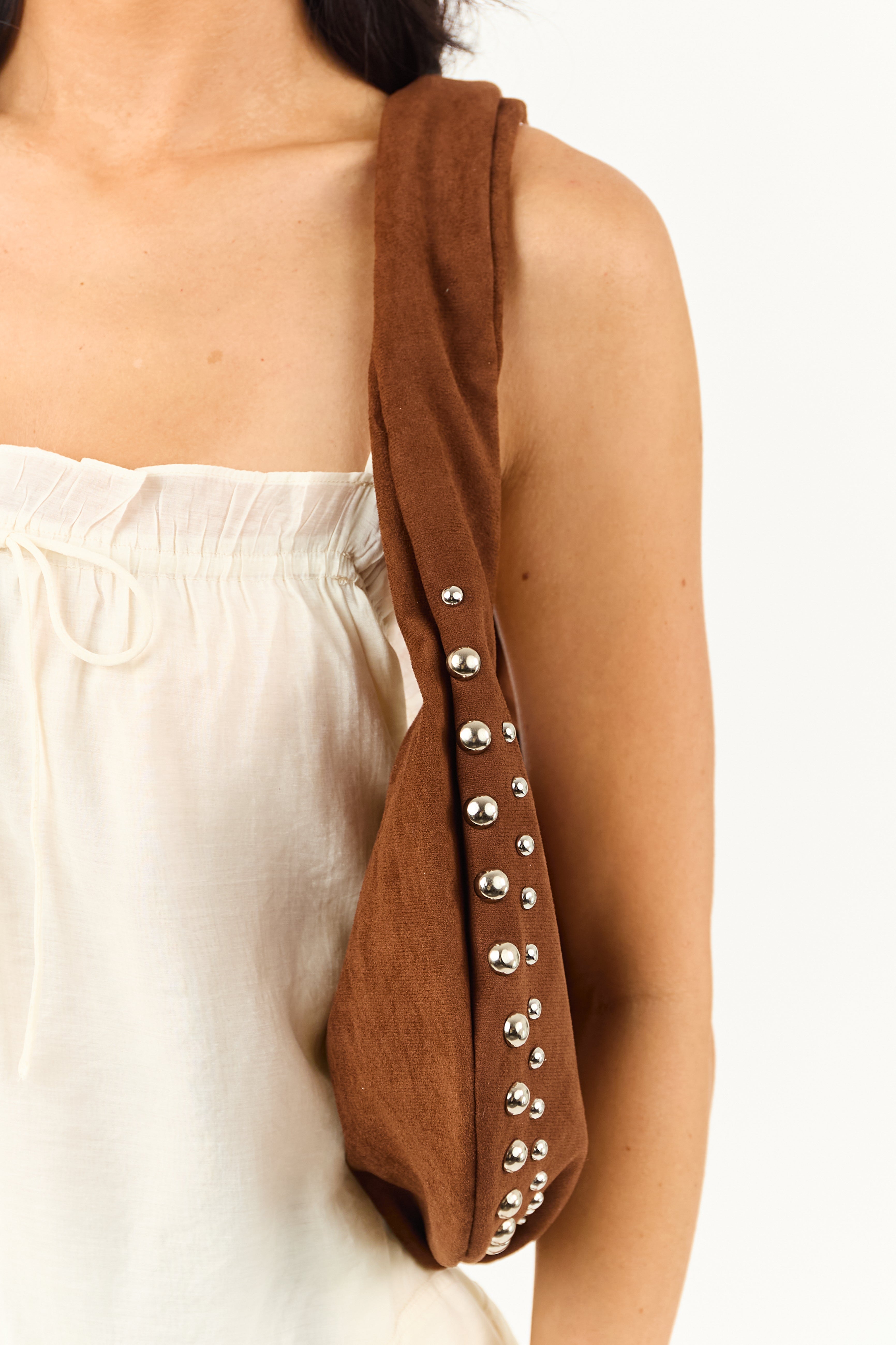 Spice Faux Suede Metallic Studded Handbag