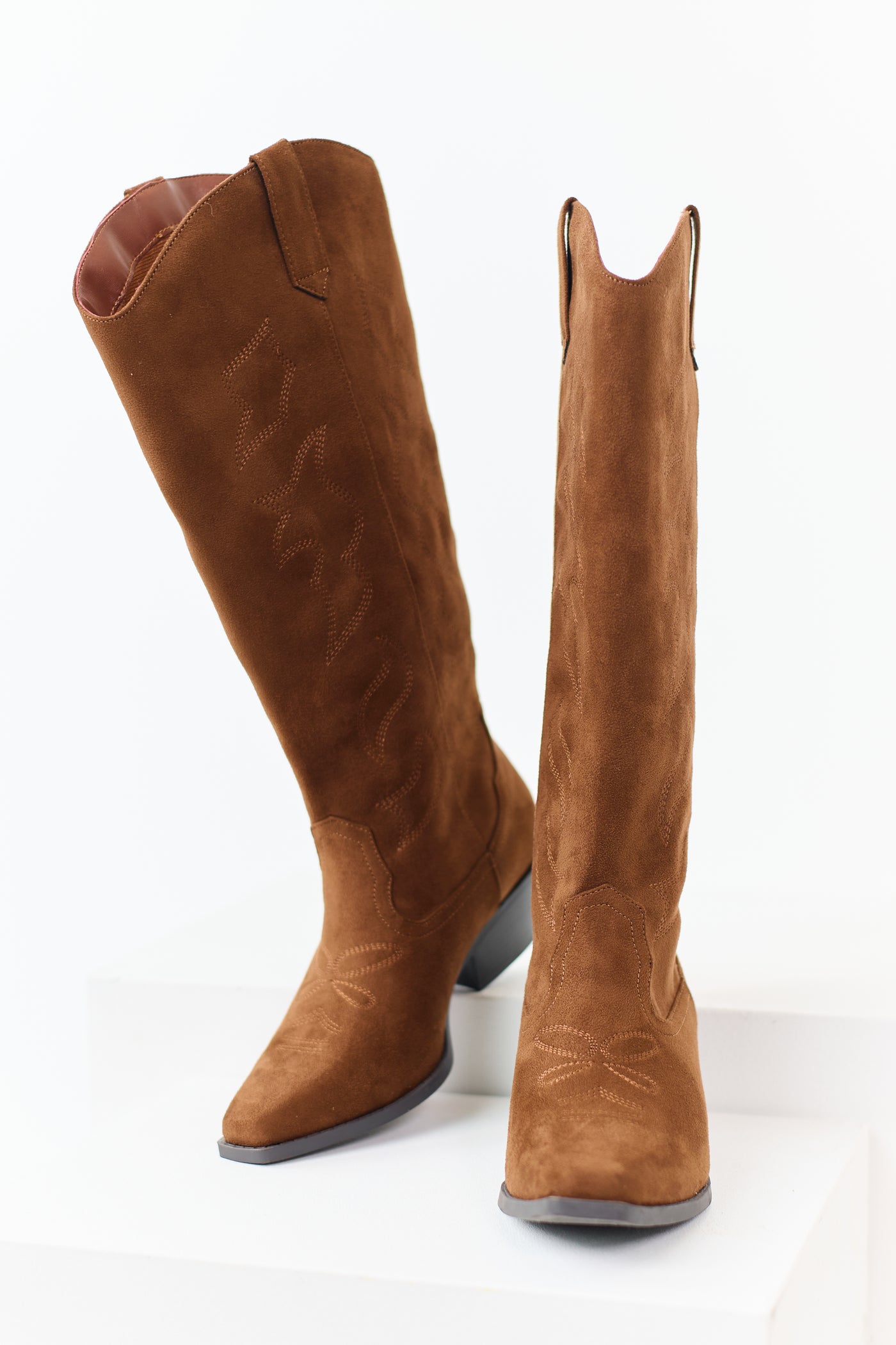 Spice Faux Suede Western Embroidered Boots