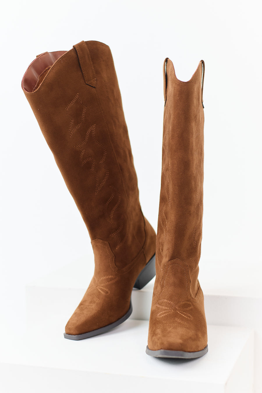 Spice Faux Suede Western Embroidered Boots