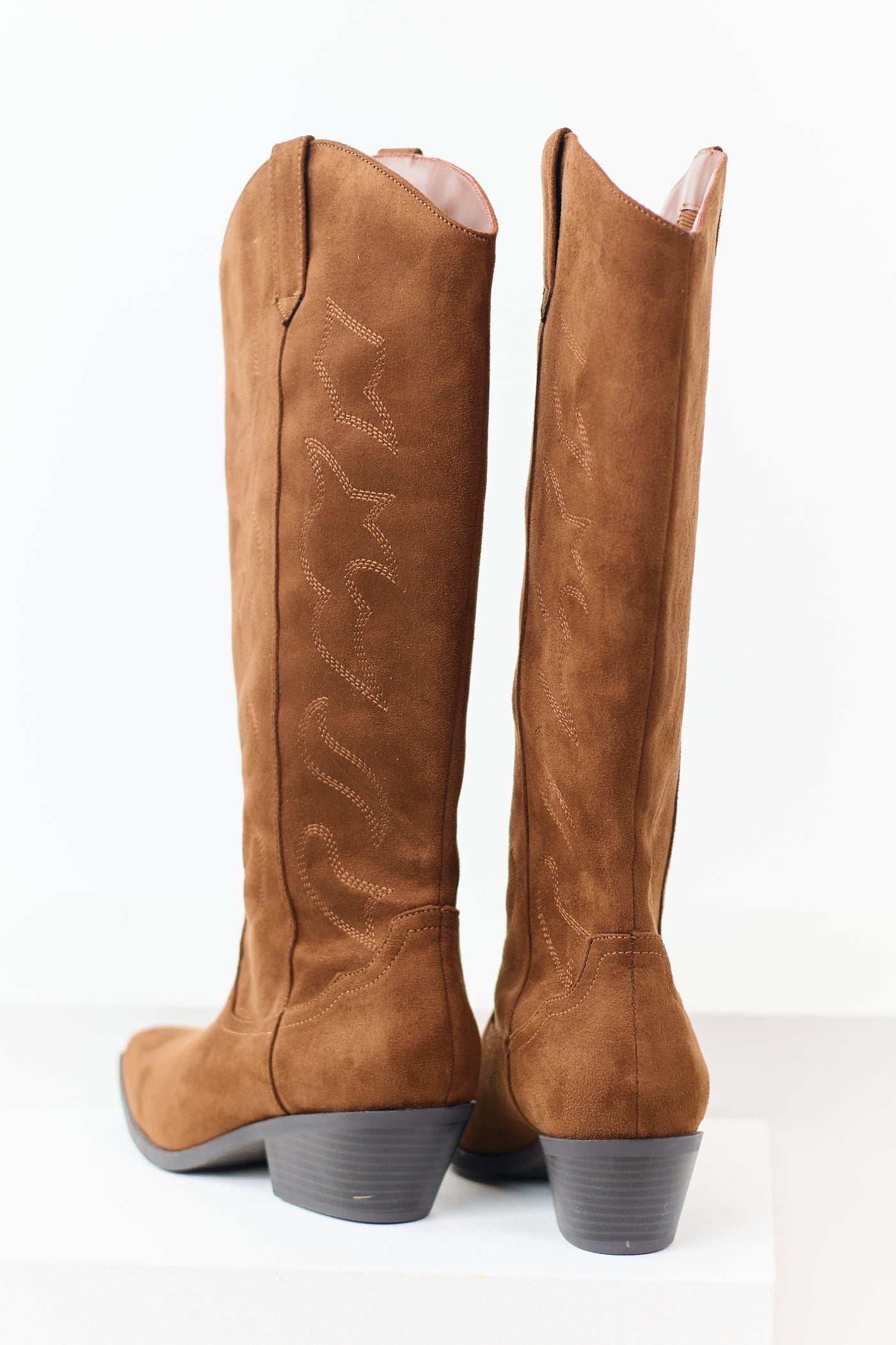 Spice Faux Suede Western Embroidered Boots