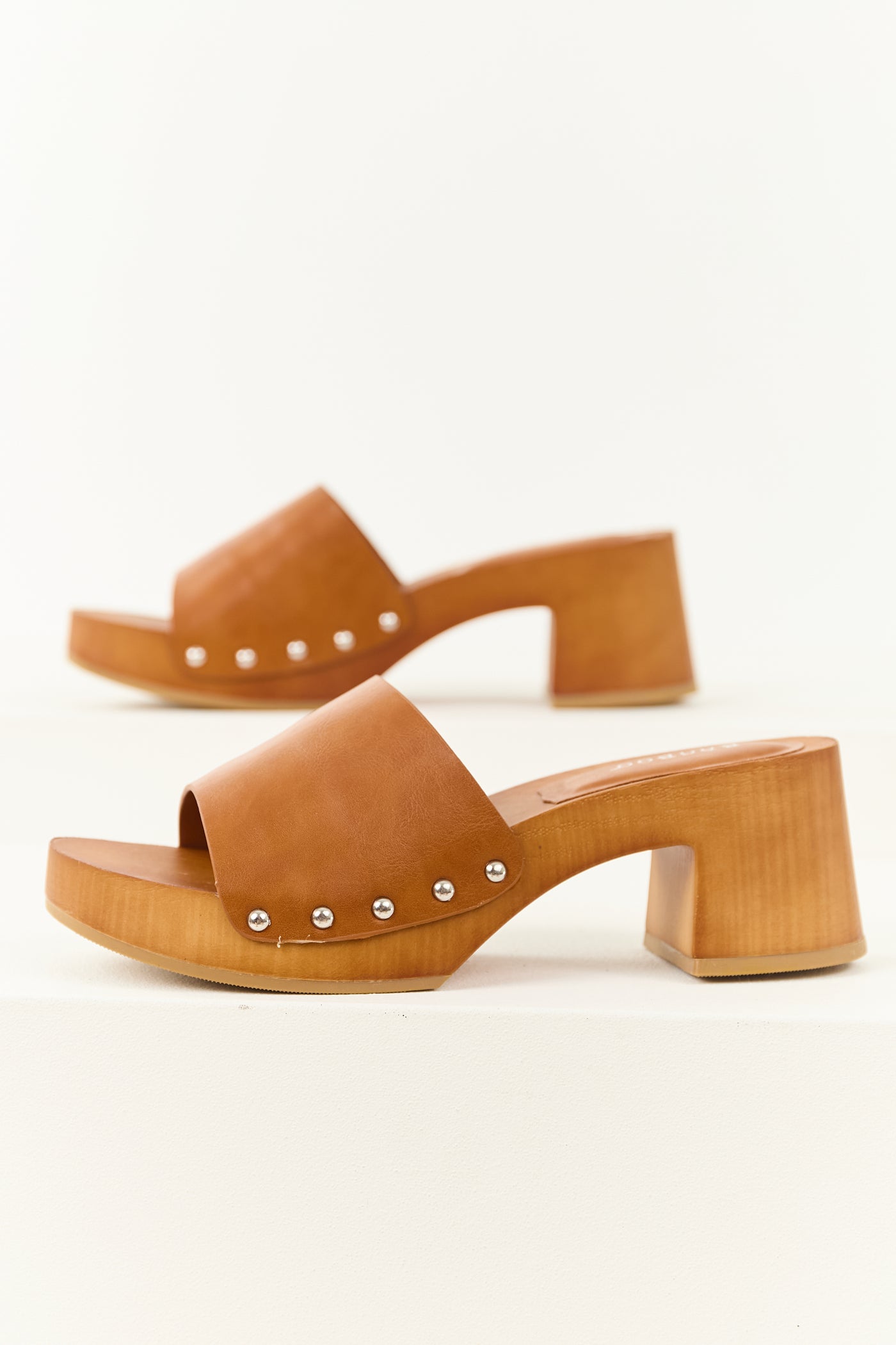 Spice Stud Detail Platform Open Toed Block Heels