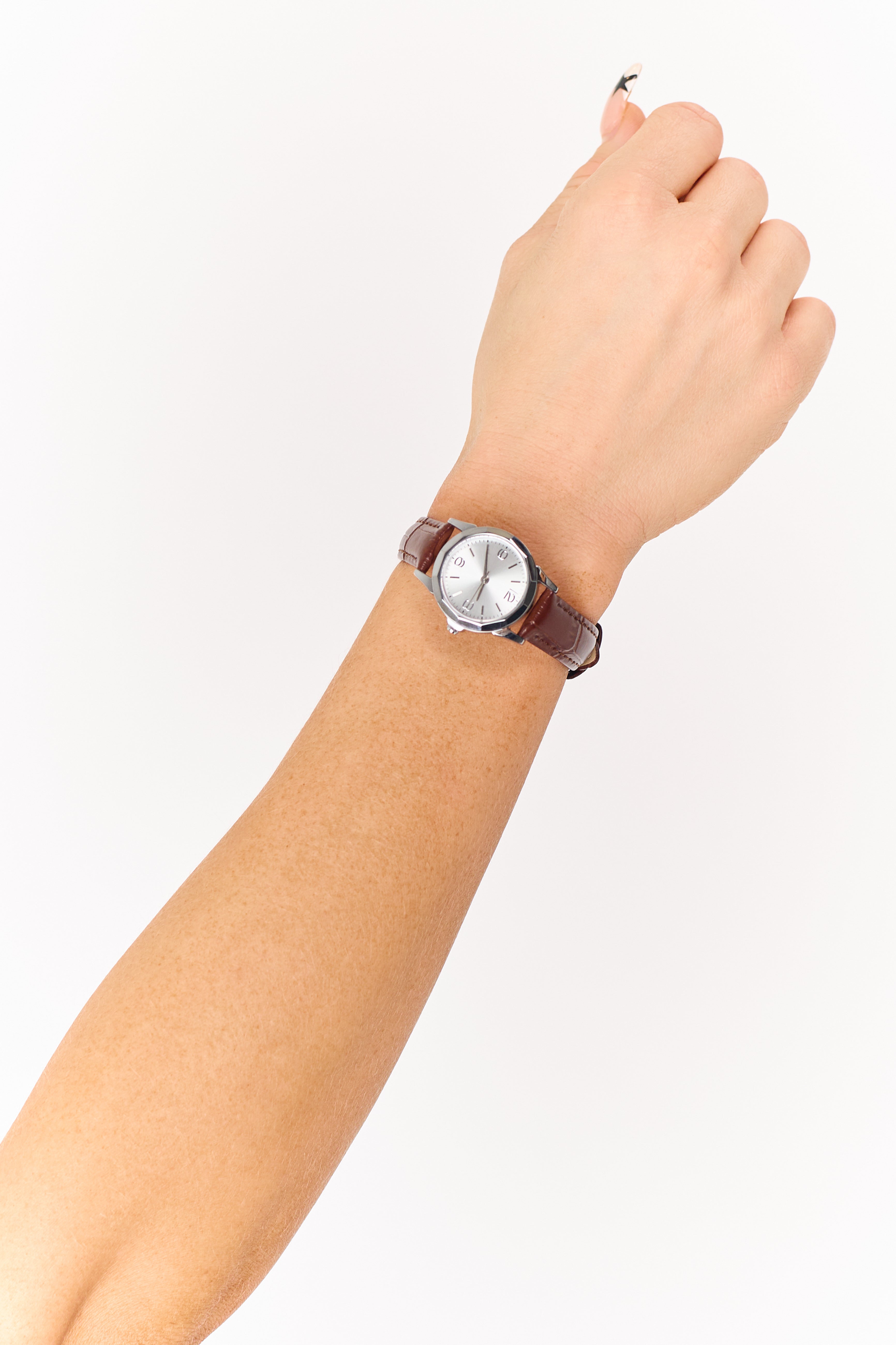 Spice Thin Leather Strap Vintage Circle Face Watch