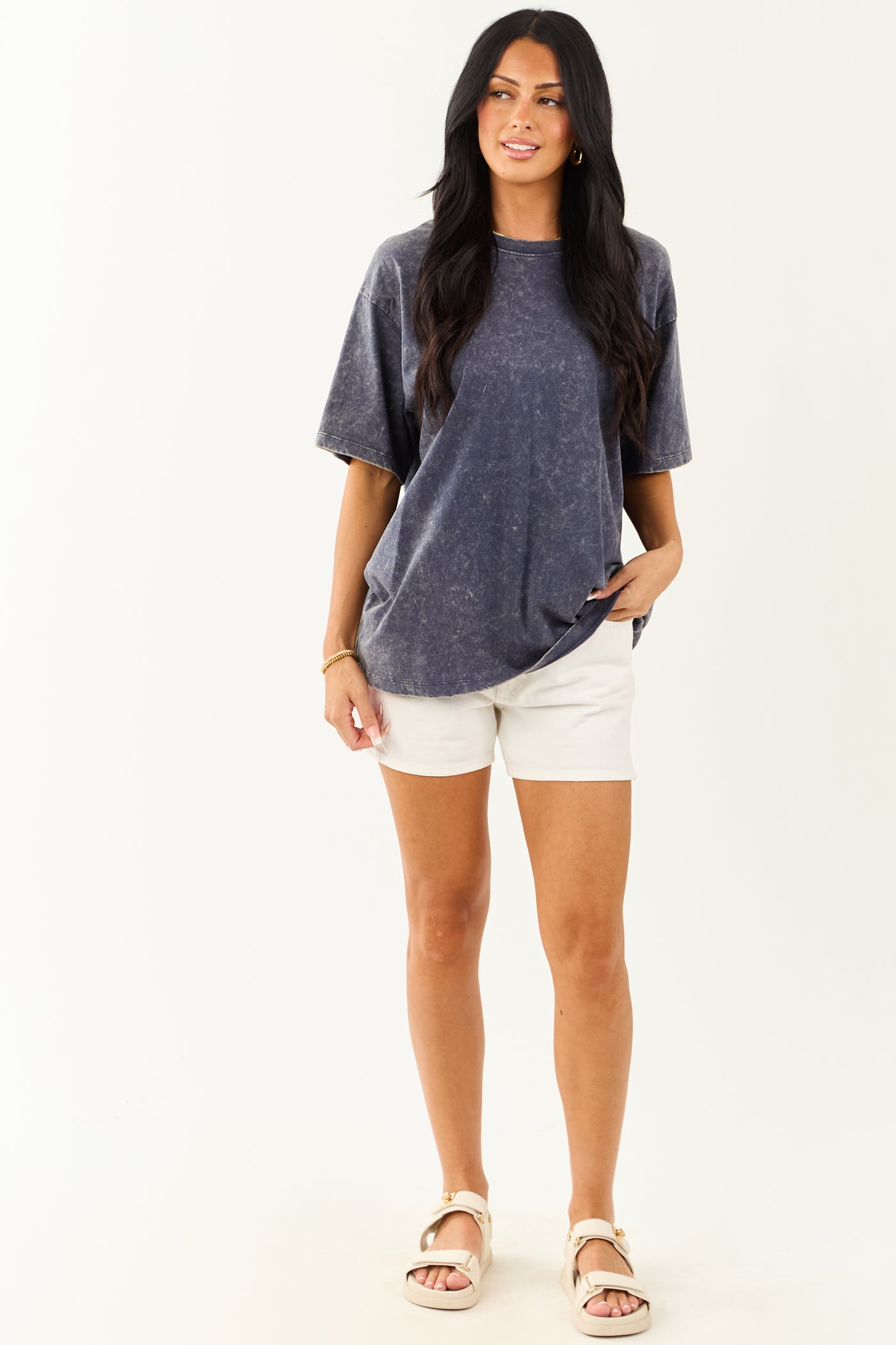 Spruce Acid Wash Relaxed Cotton Short Sleeve Top