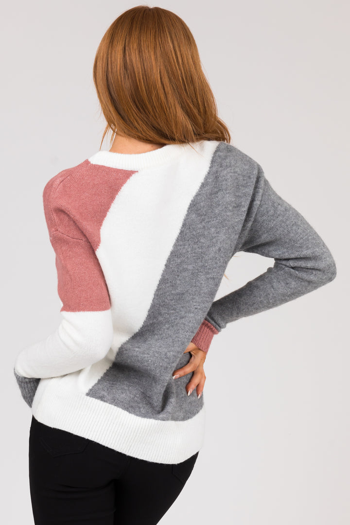 Steel Colorblock Stretchy Knit Sweater