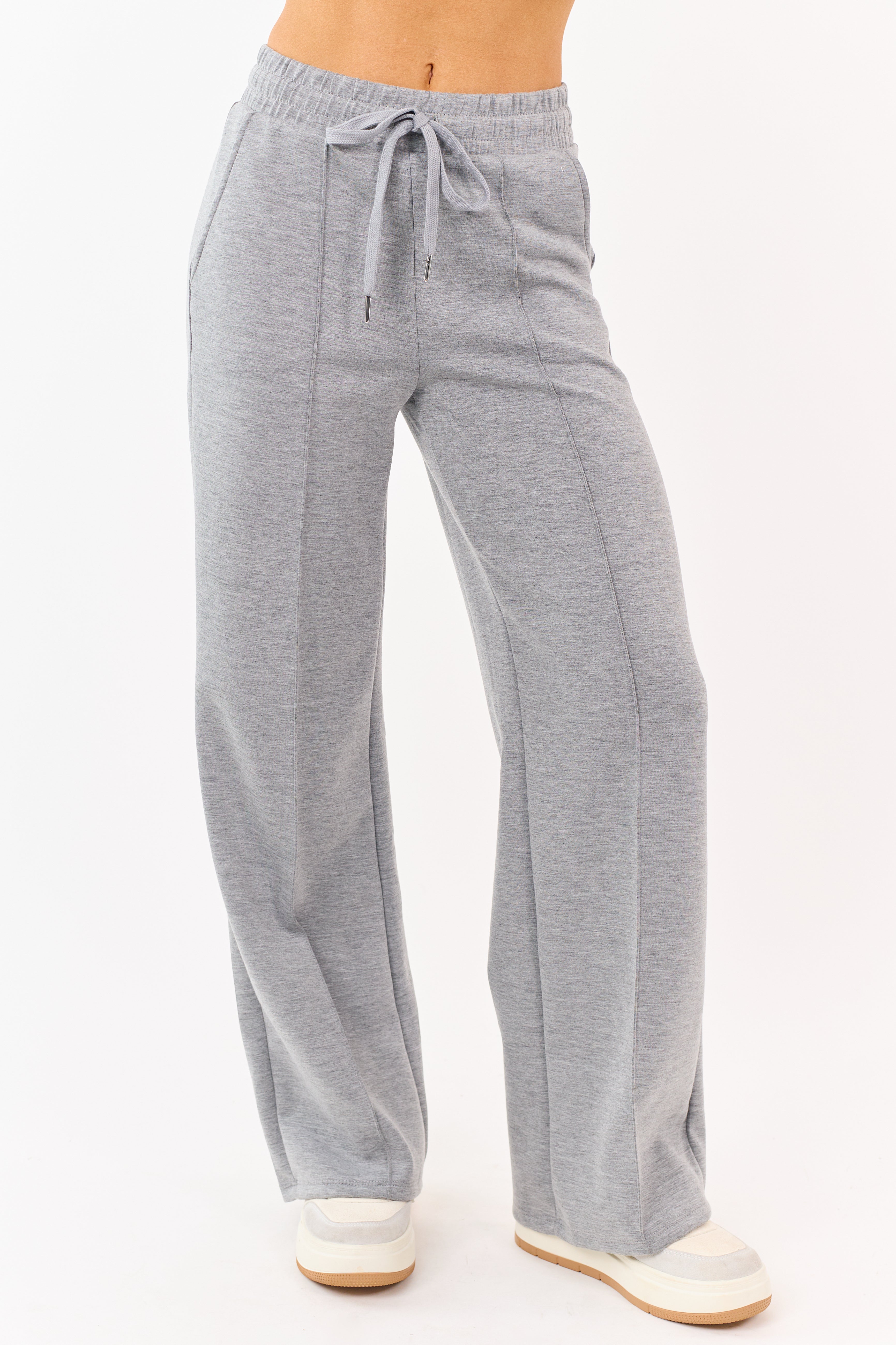 Steel Elastic Waist Drawstring Wide Leg Sweatpants