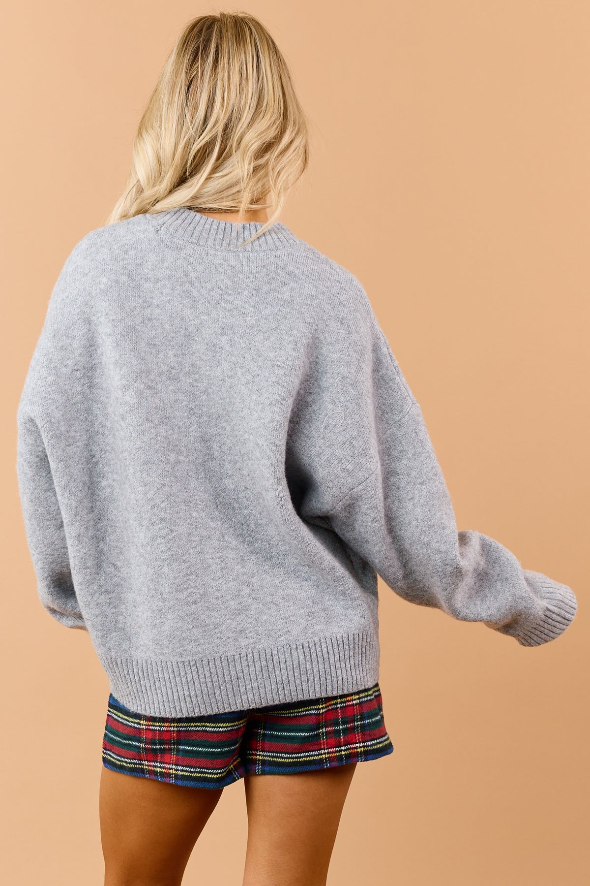 Steel Grey Textured 'Merry & Bright' Graphic Sweater