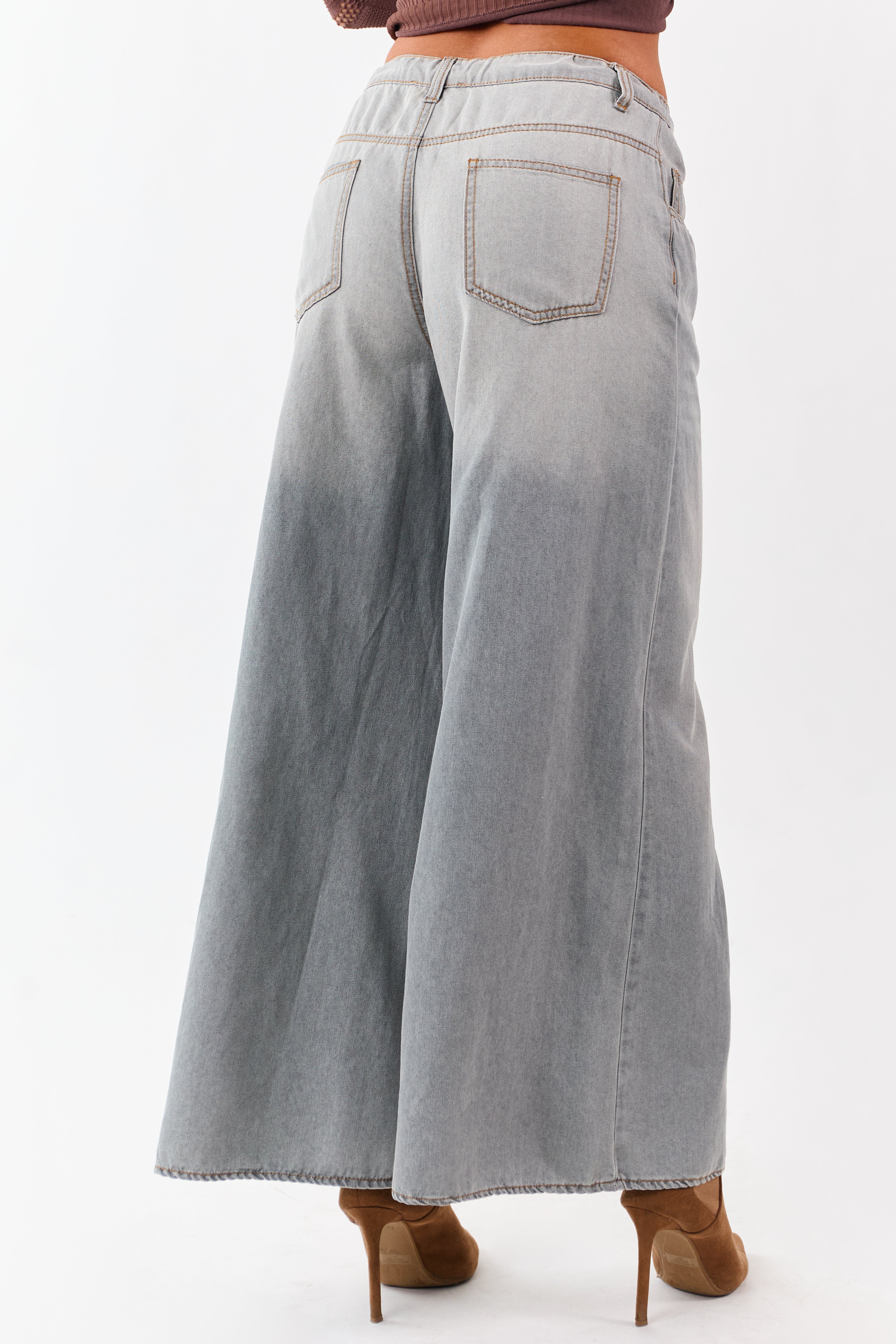 Steel Super Wide Leg Lightweight Denim Pants
