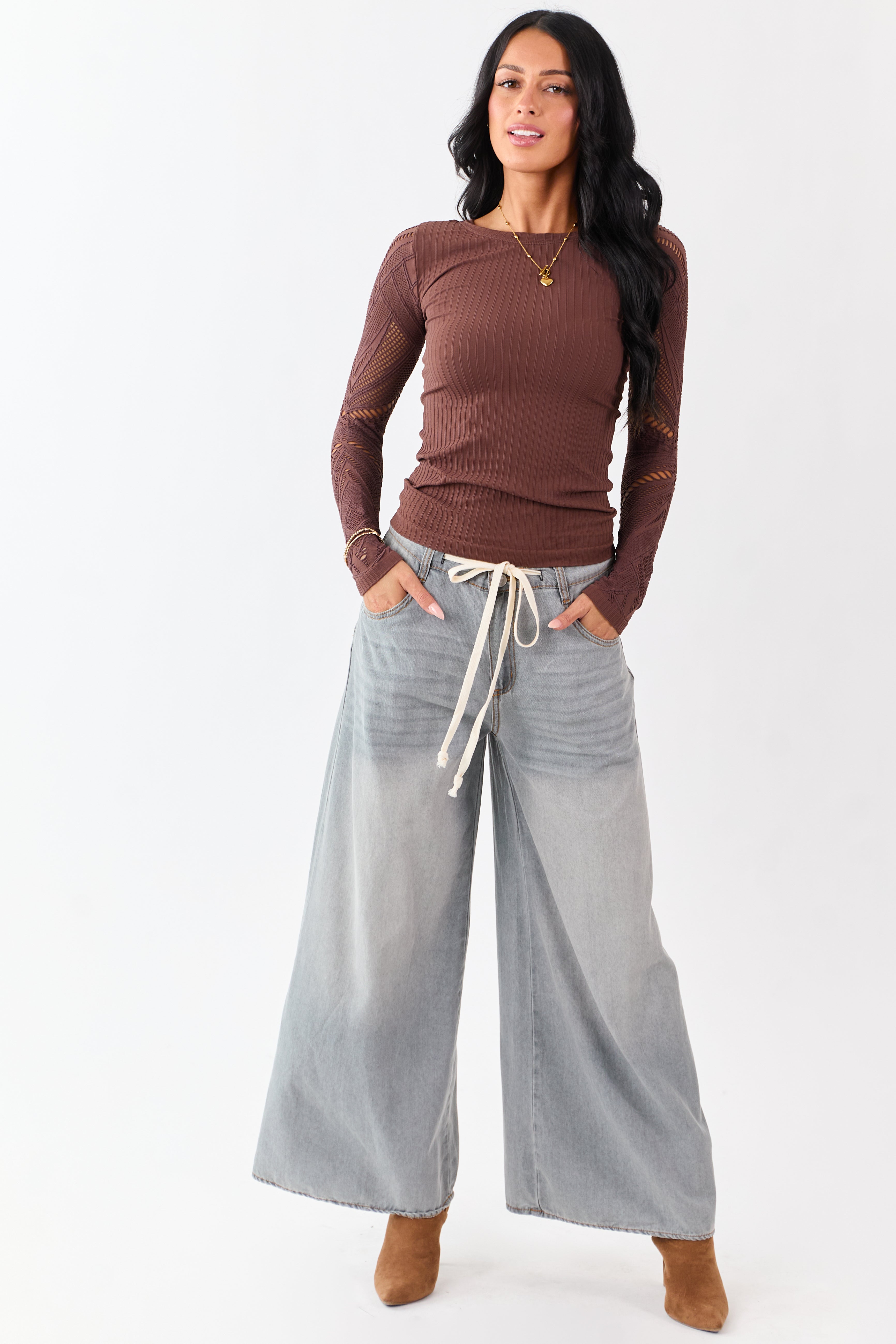 Steel Super Wide Leg Lightweight Denim Pants