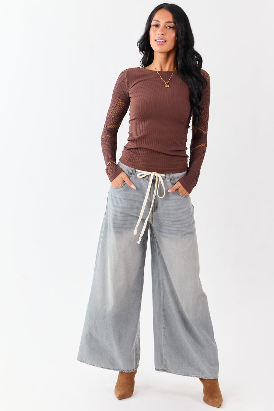 Steel Super Wide Leg Lightweight Denim Pants