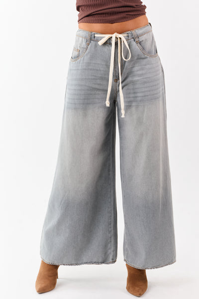 Steel Super Wide Leg Lightweight Denim Pants
