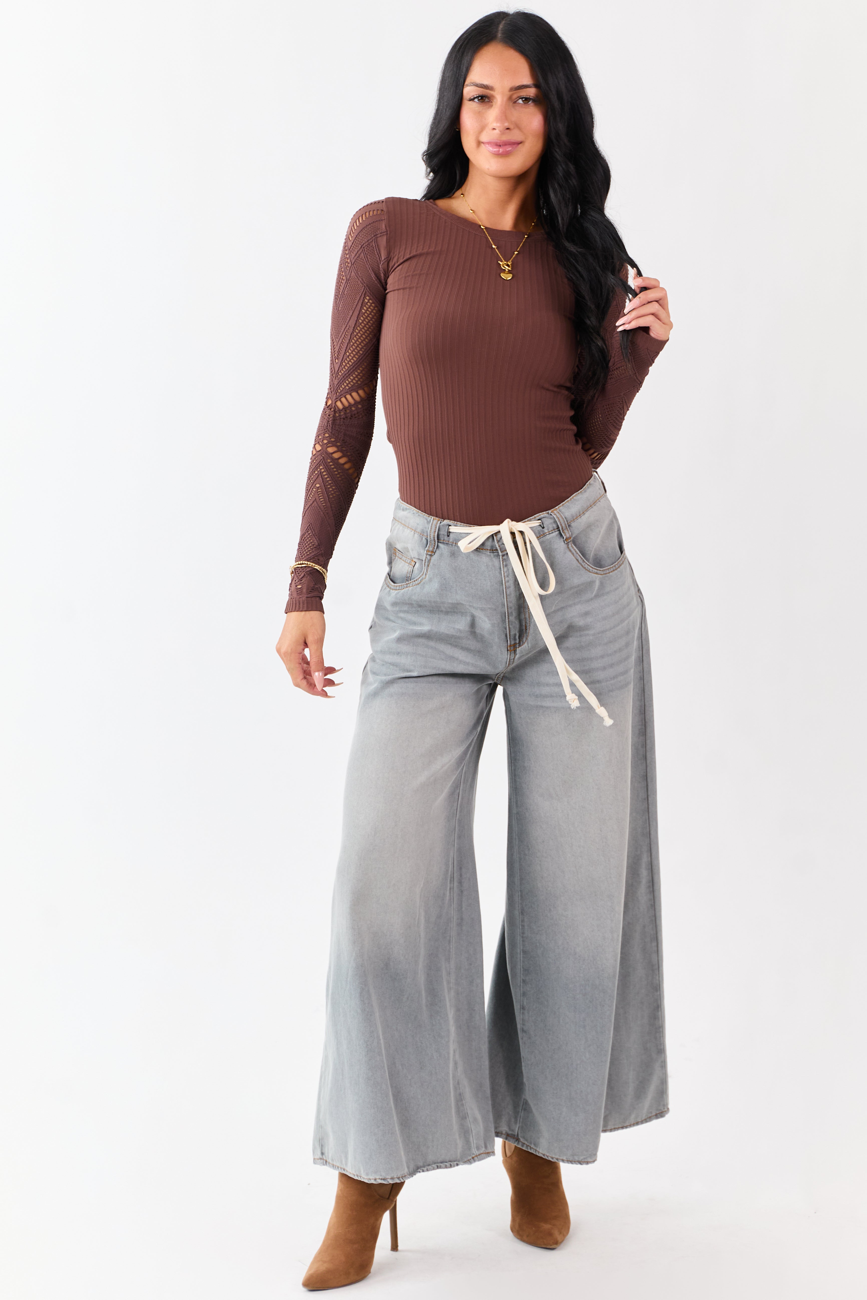 Steel Super Wide Leg Lightweight Denim Pants