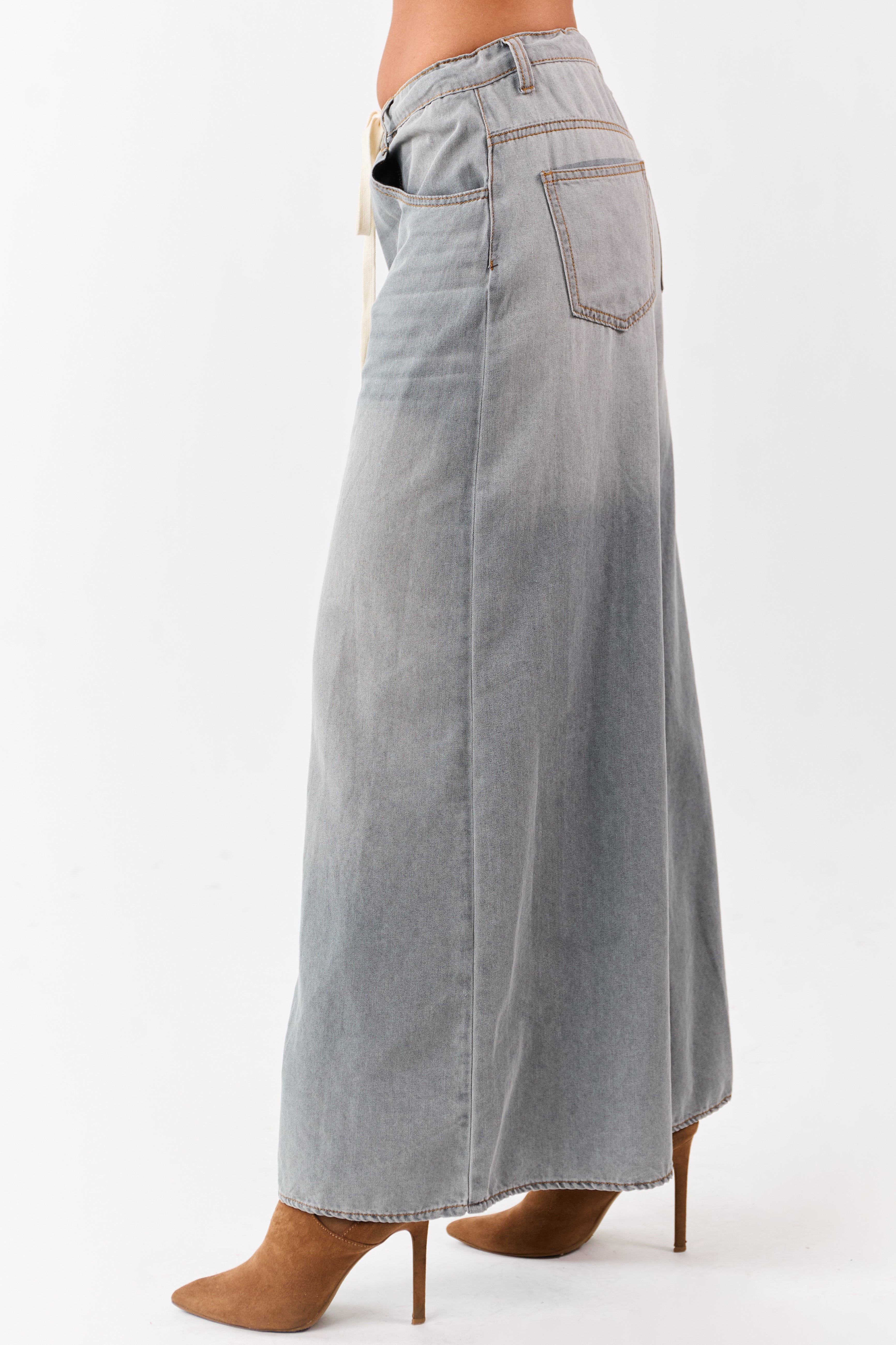 Steel Super Wide Leg Lightweight Denim Pants
