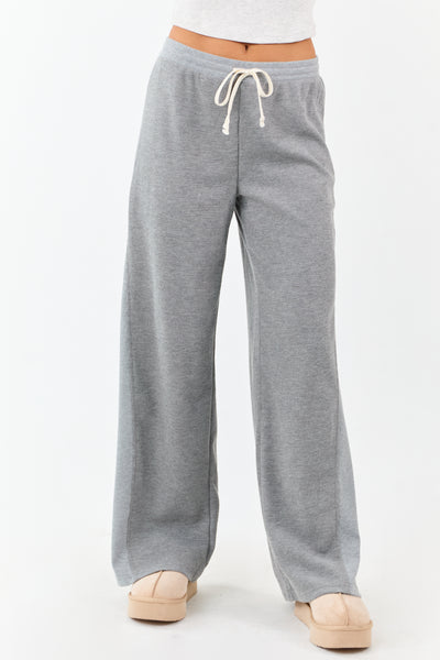 Steel Waffle Knit Wide Leg Drawstring Pants