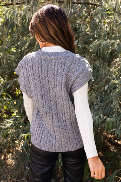 Stone Chunky Cable Knit Sweater Vest