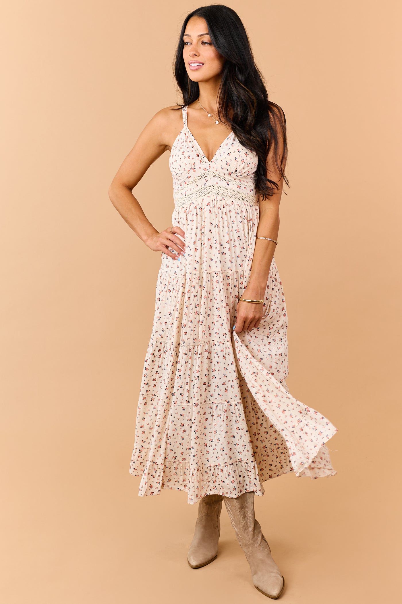 ditsy floral maxi dress Sunrise Ditsy Floral Babydoll Double Strap Maxi Dress