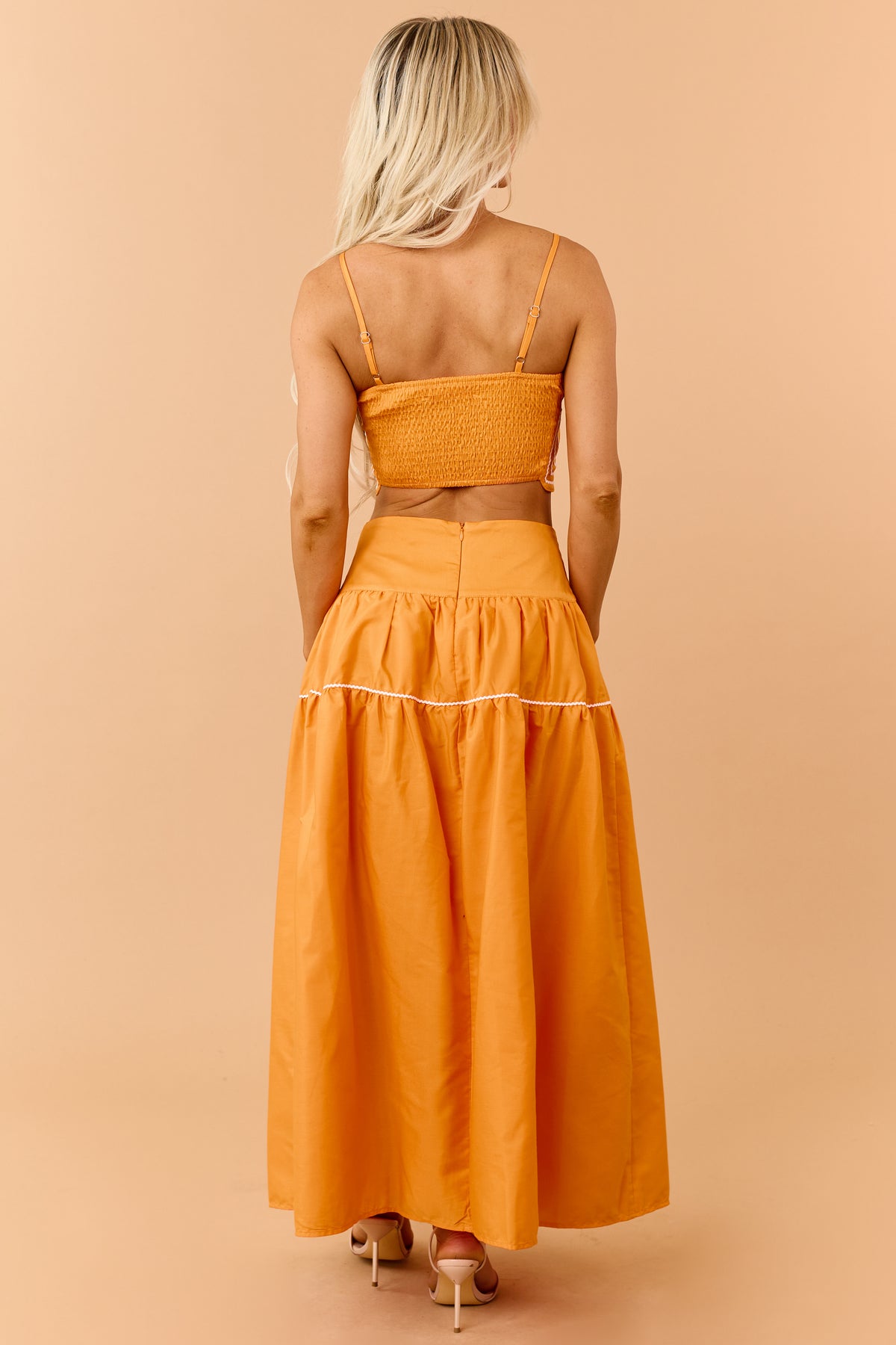 Sunset Cotton Contrast Detail Tank Top and Skirt Set
