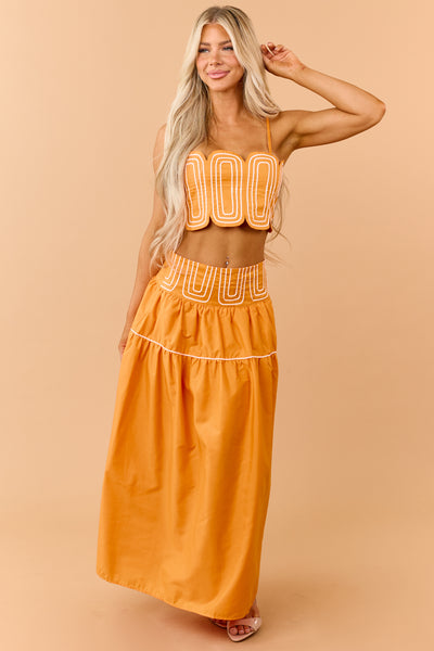 Sunset Cotton Contrast Detail Tank Top and Skirt Set