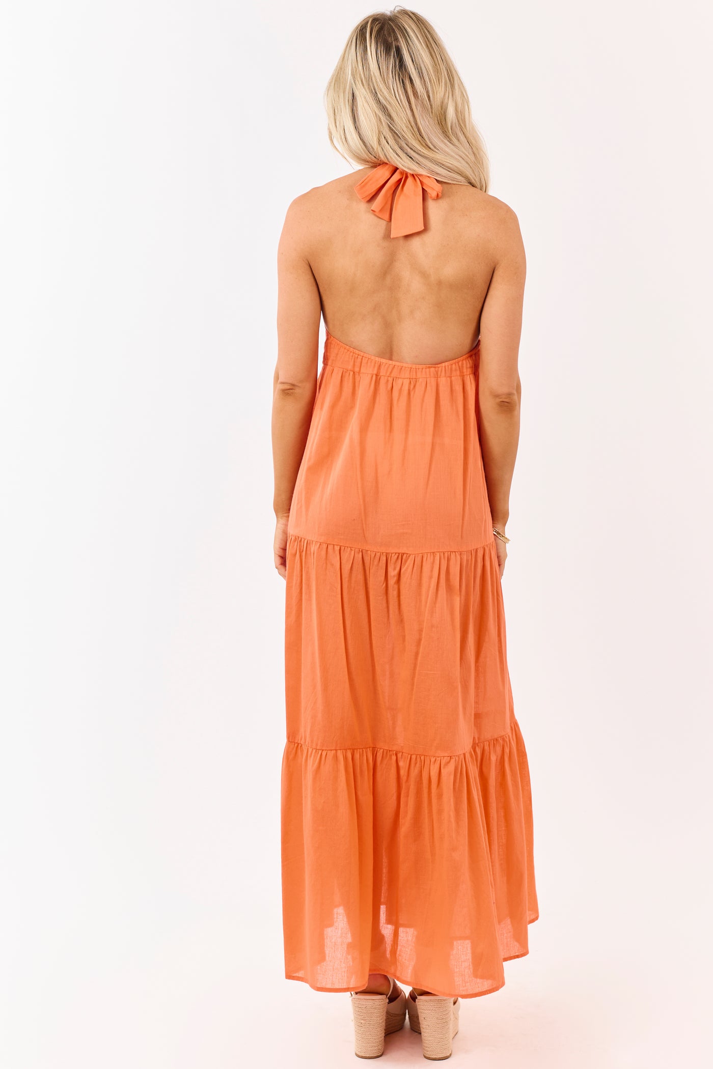 Sunset Cotton Halter Neck Cover Up Maxi Dress