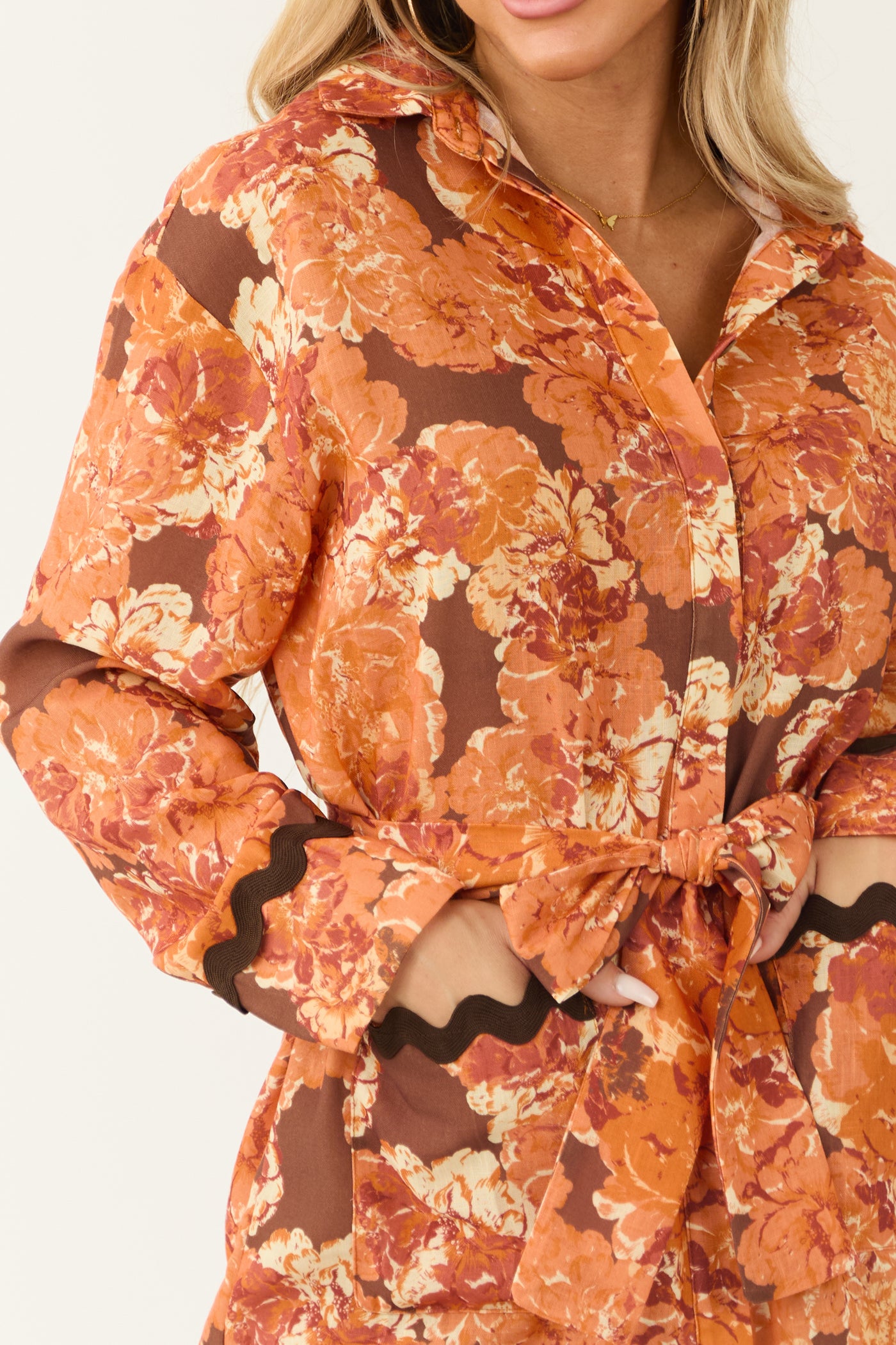 burnt orange floral louisa mini dress Hyacinth House