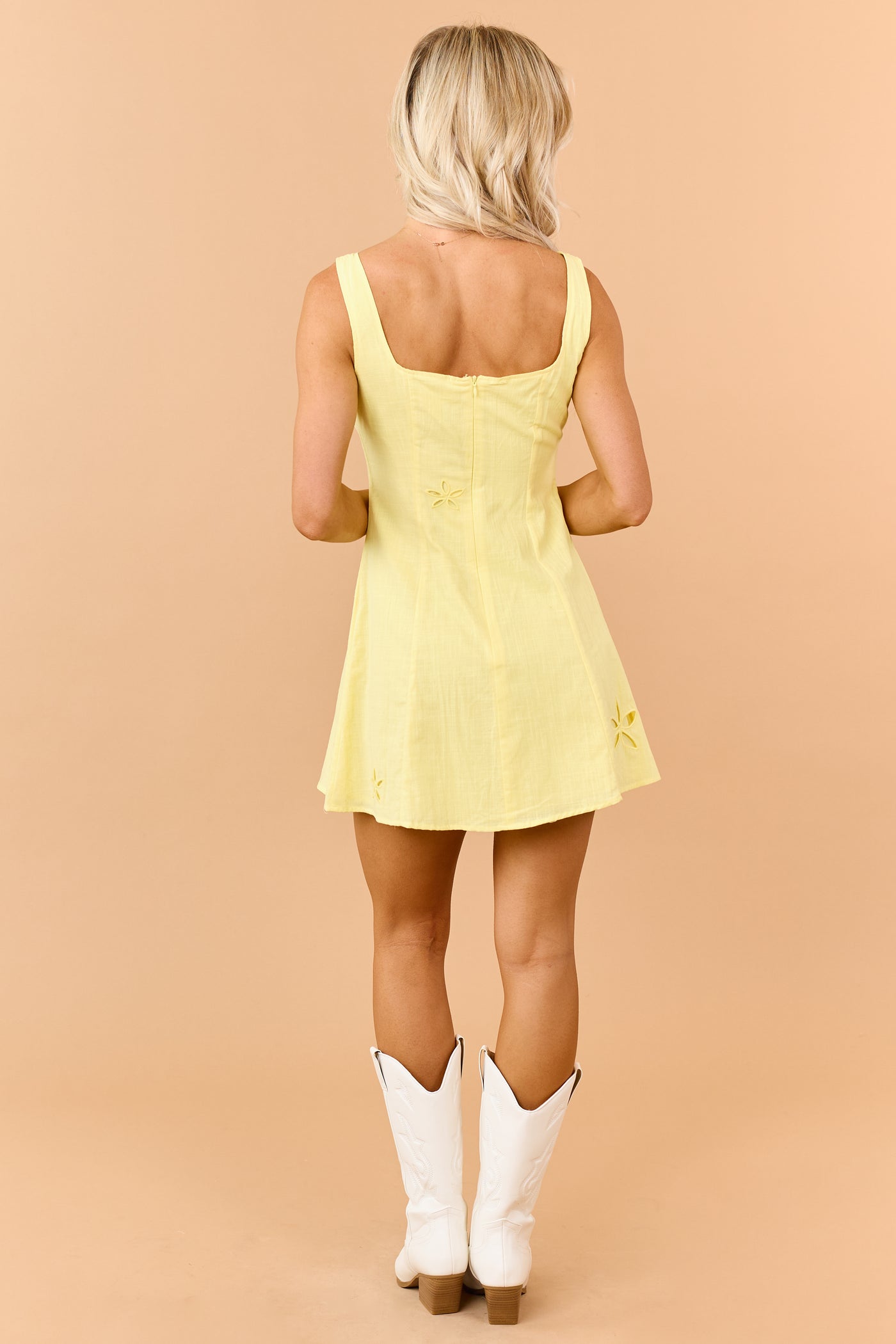 Sunshine Floral Cut Out Sleeveless Cotton Mini Dress