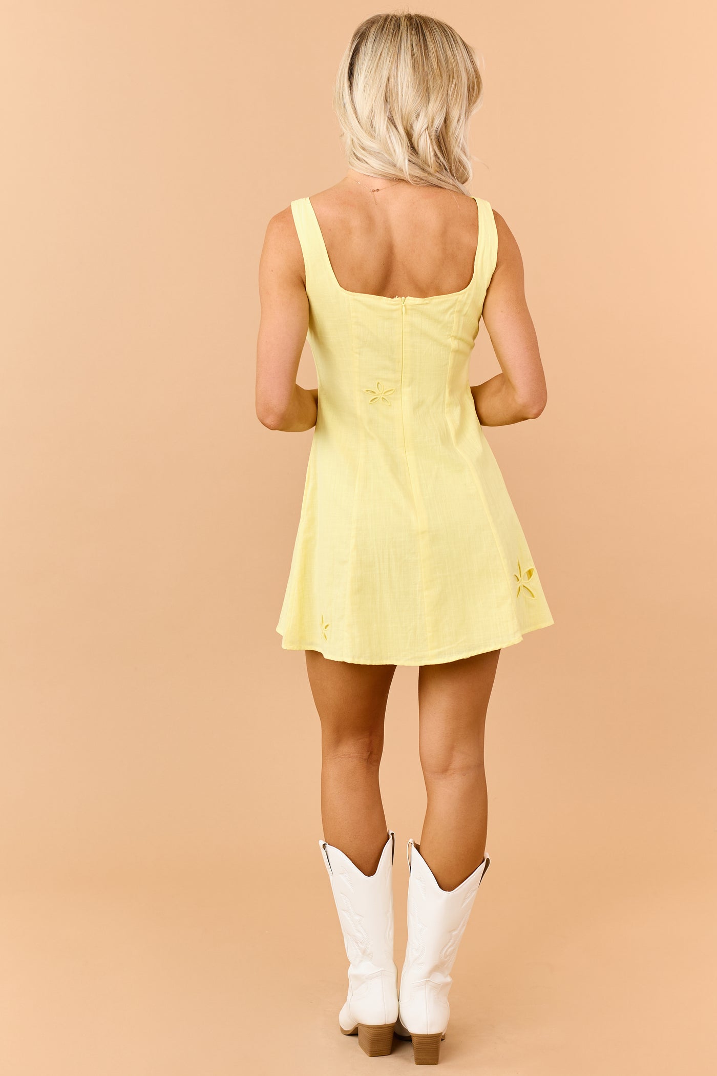 Sunshine Floral Cut Out Sleeveless Cotton Mini Dress