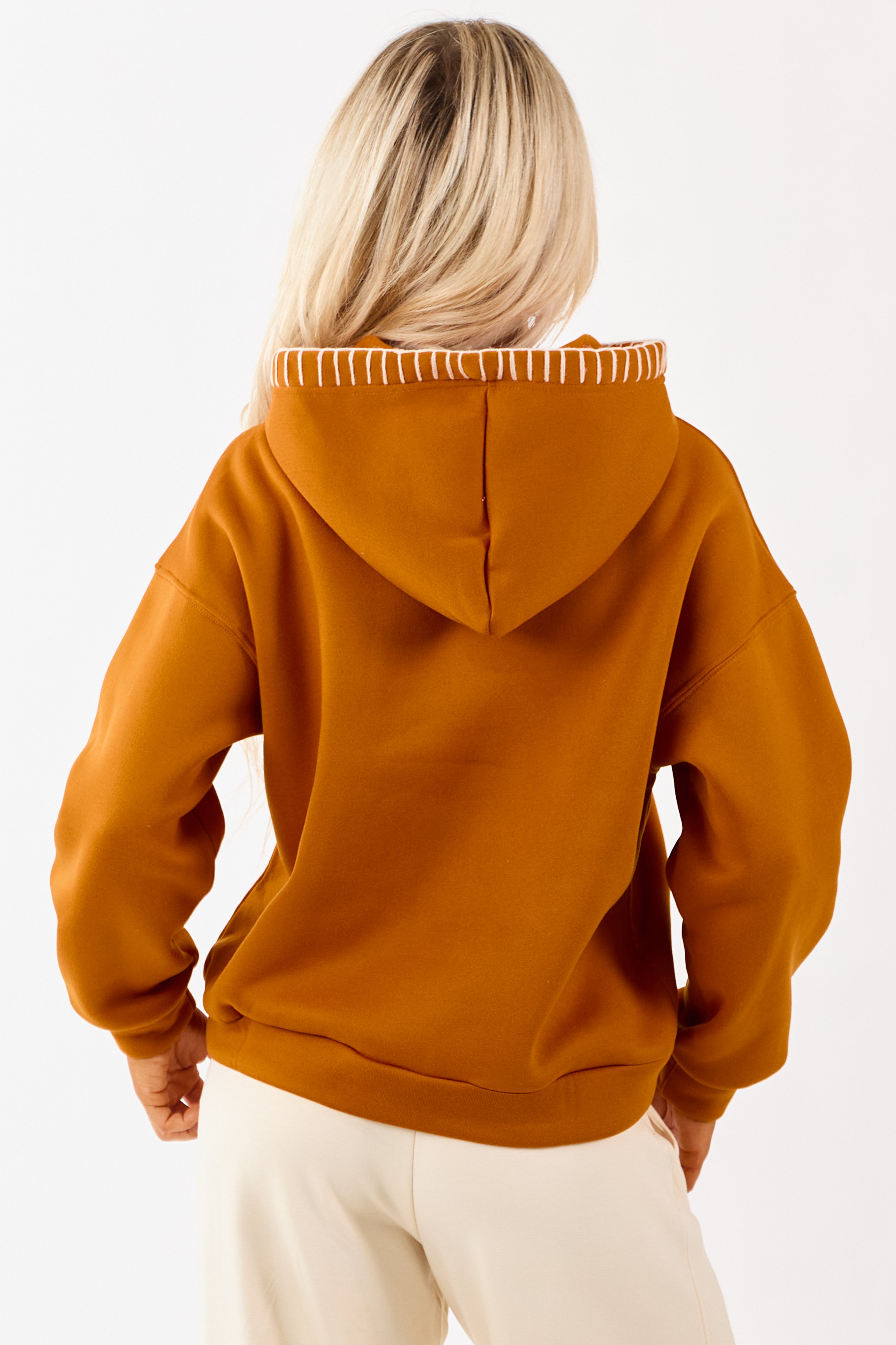 Tawny Pumpkin Graphic Relaxed Fleece Hoodie