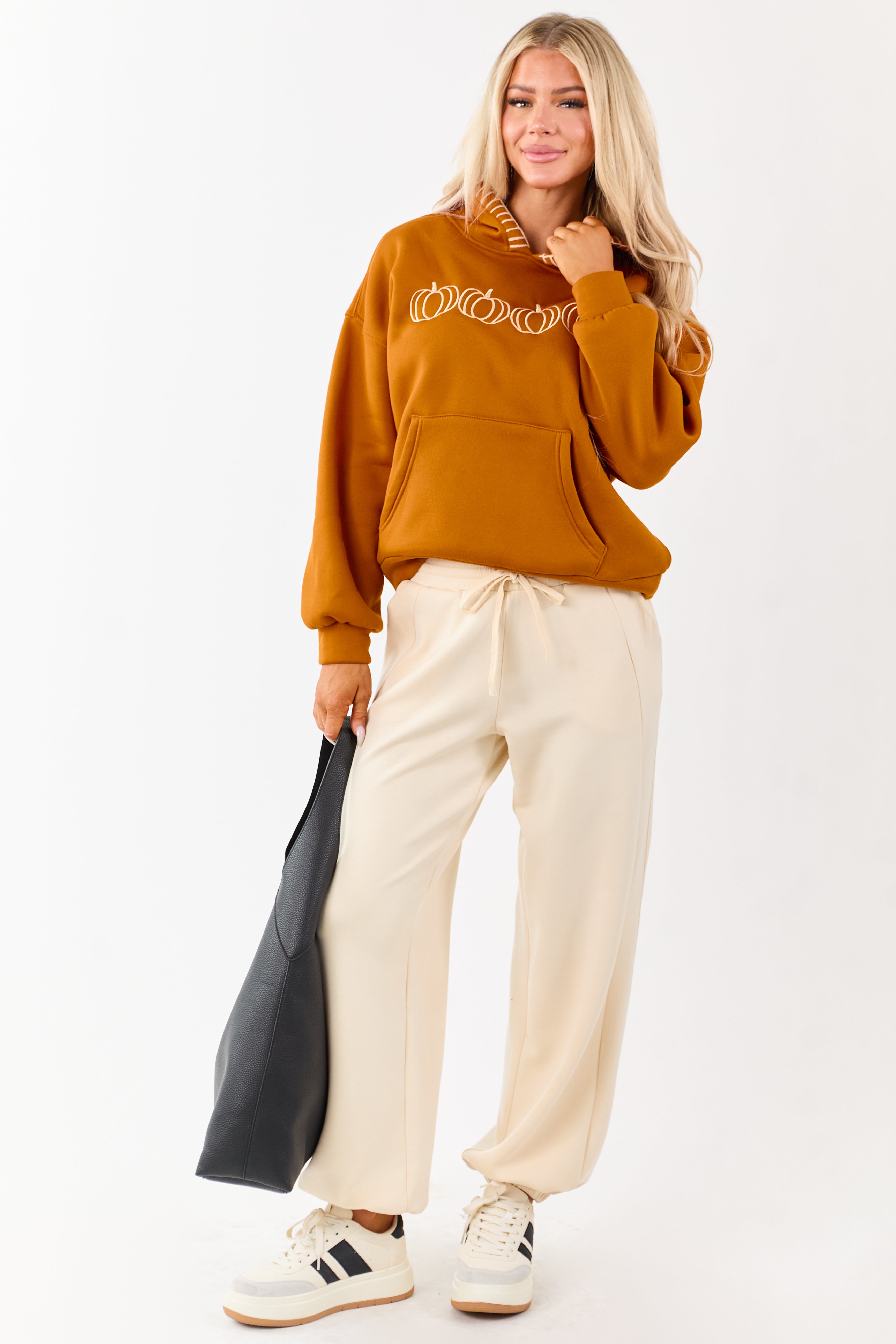 Tawny Pumpkin Graphic Relaxed Fleece Hoodie