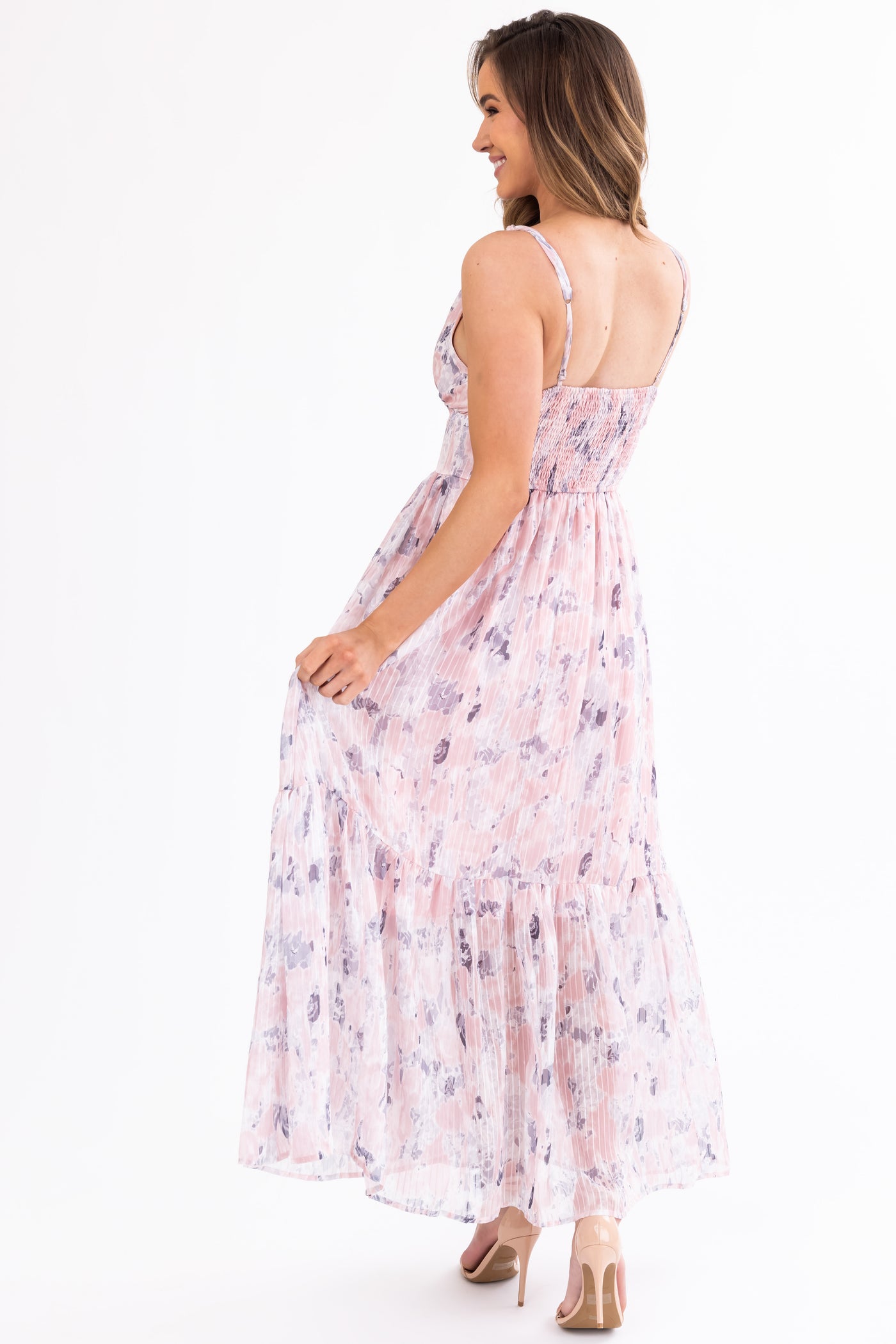 Tea Rose Floral Print Sleeveless Maxi Dress