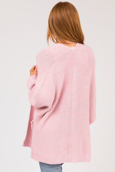 Tea Rose Oversized Open Front Knit Cardigan