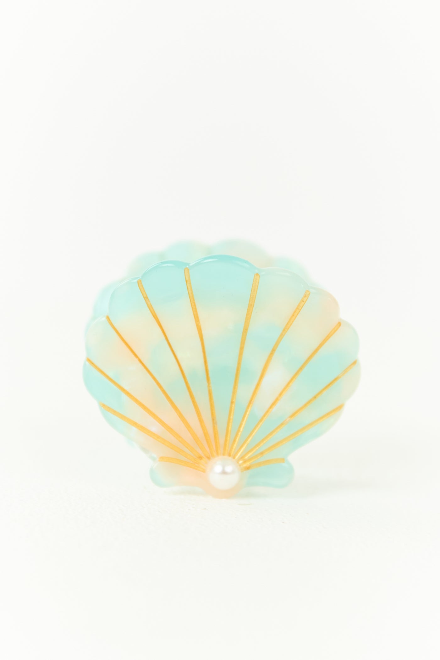 Teal Pearl Detail Seashell Claw Hair Clip