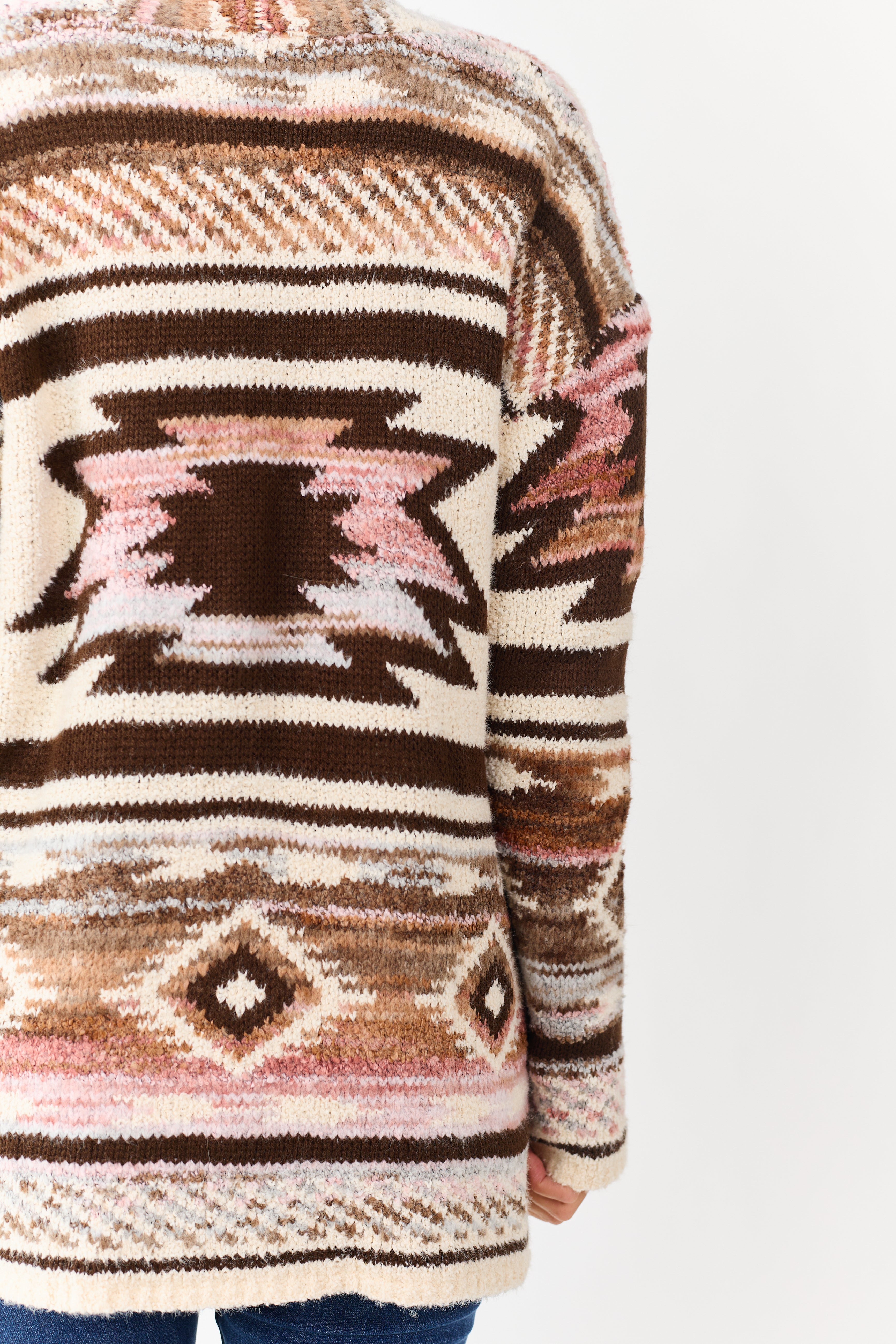 Vanilla Aztec Print Open Front Sweater Cardigan | Lime Lush Boutique