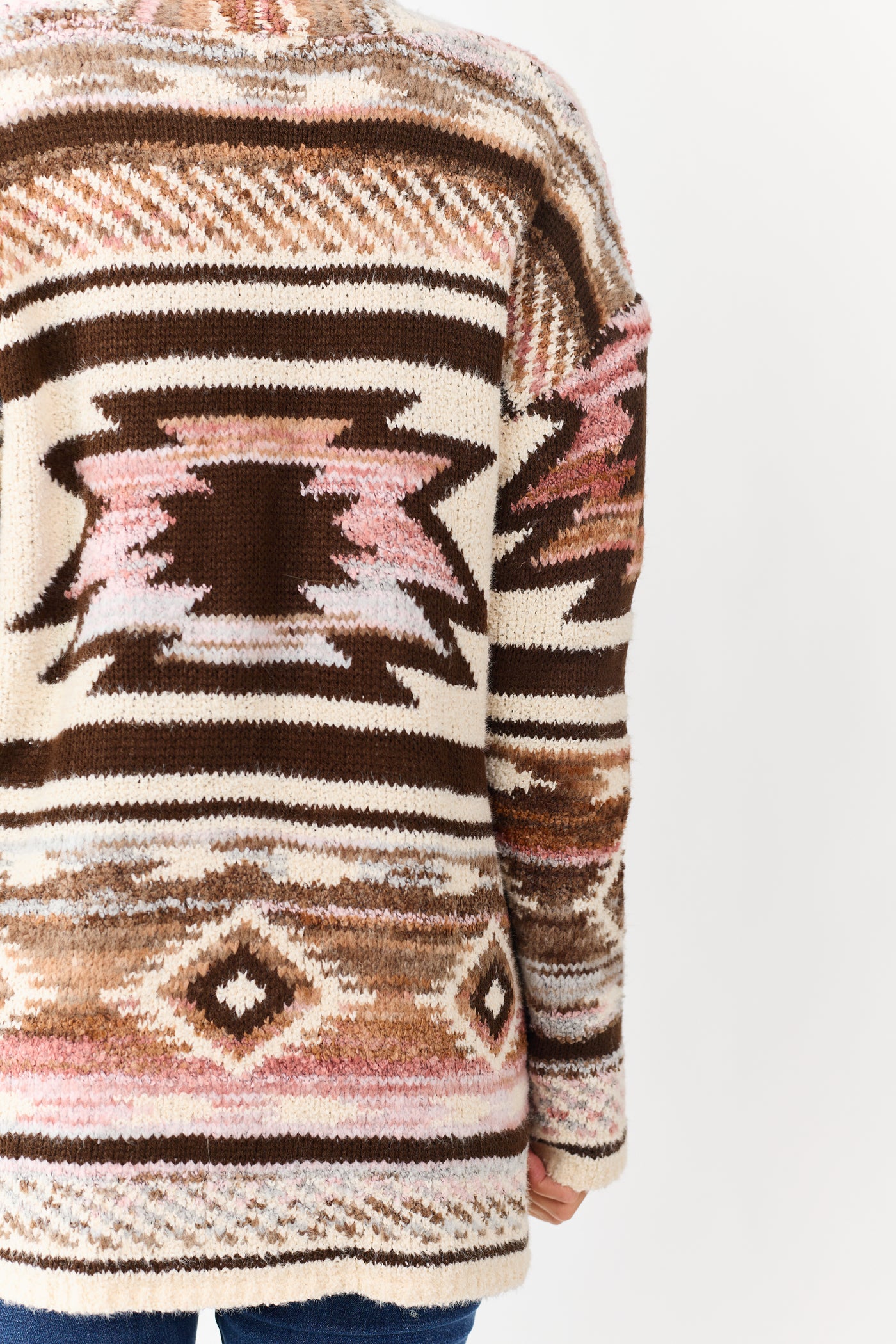 Vanilla Aztec Print Open Front Sweater Cardigan